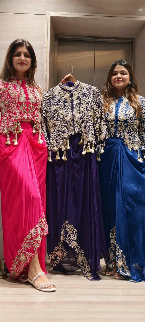 Premium Embroidered Cape Style Indo-Western with Intricate Detailing- 16752