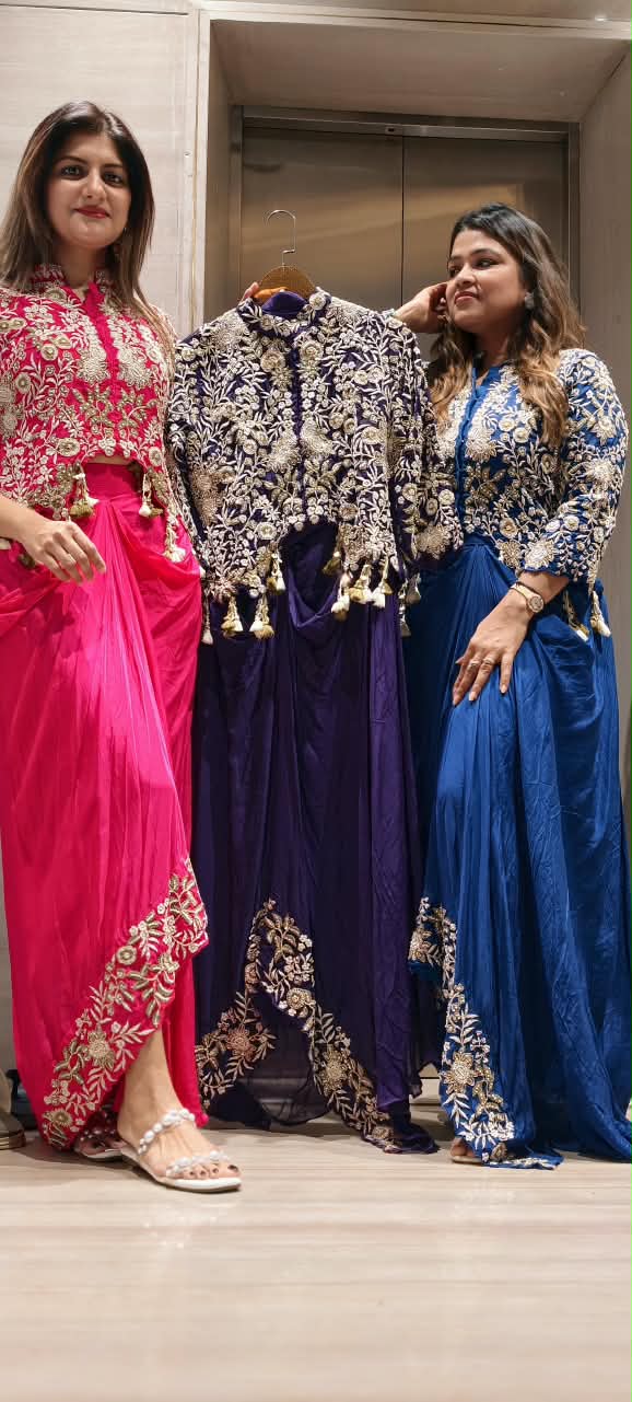 Premium Embroidered Cape Style Indo-Western with Intricate Detailing- 16752