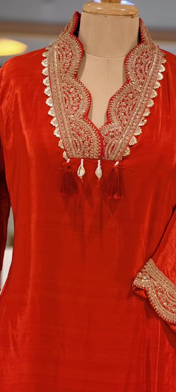 Pure crepe Broad Lace Aline solid Shade Full suit with Shaded Organza Dupatta 16996