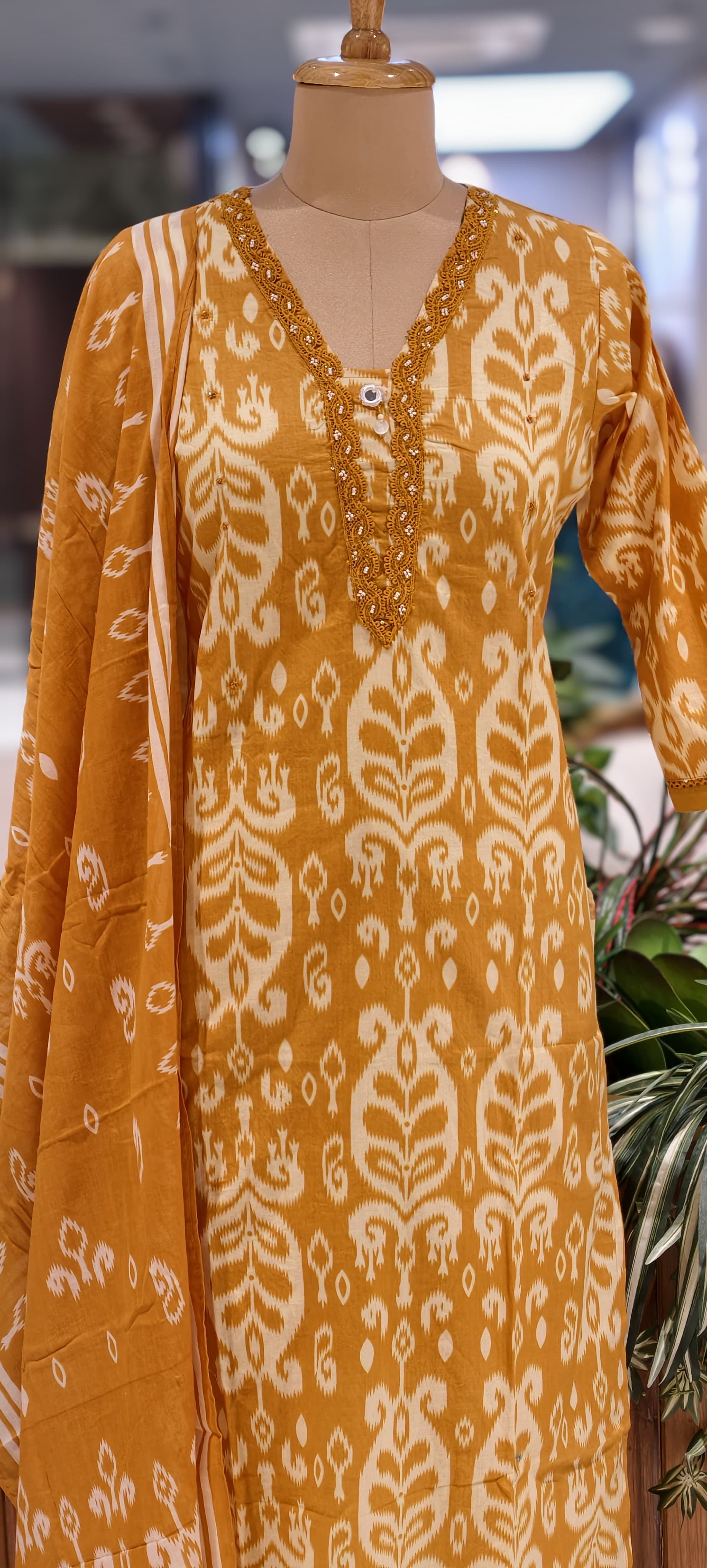 Soft Breathable Elegant Cotton Printed Kurta Pant Set with Dupatta-13845