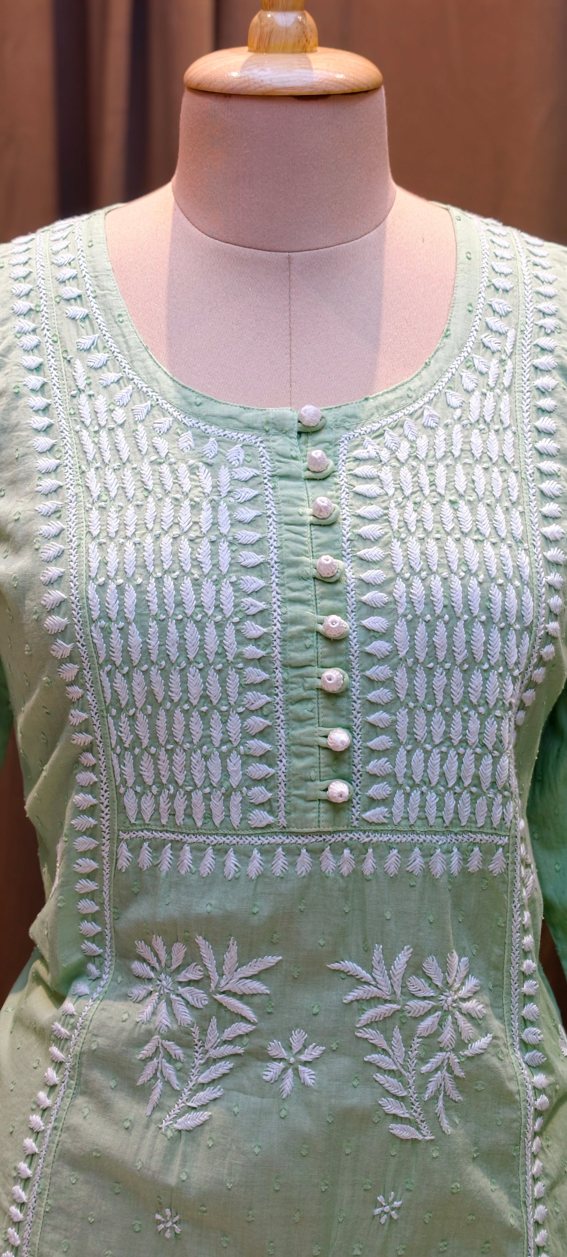 Beautiful Summer Shades Mul Cotton Chikankari Aline Kurti With Embroidered - 13950