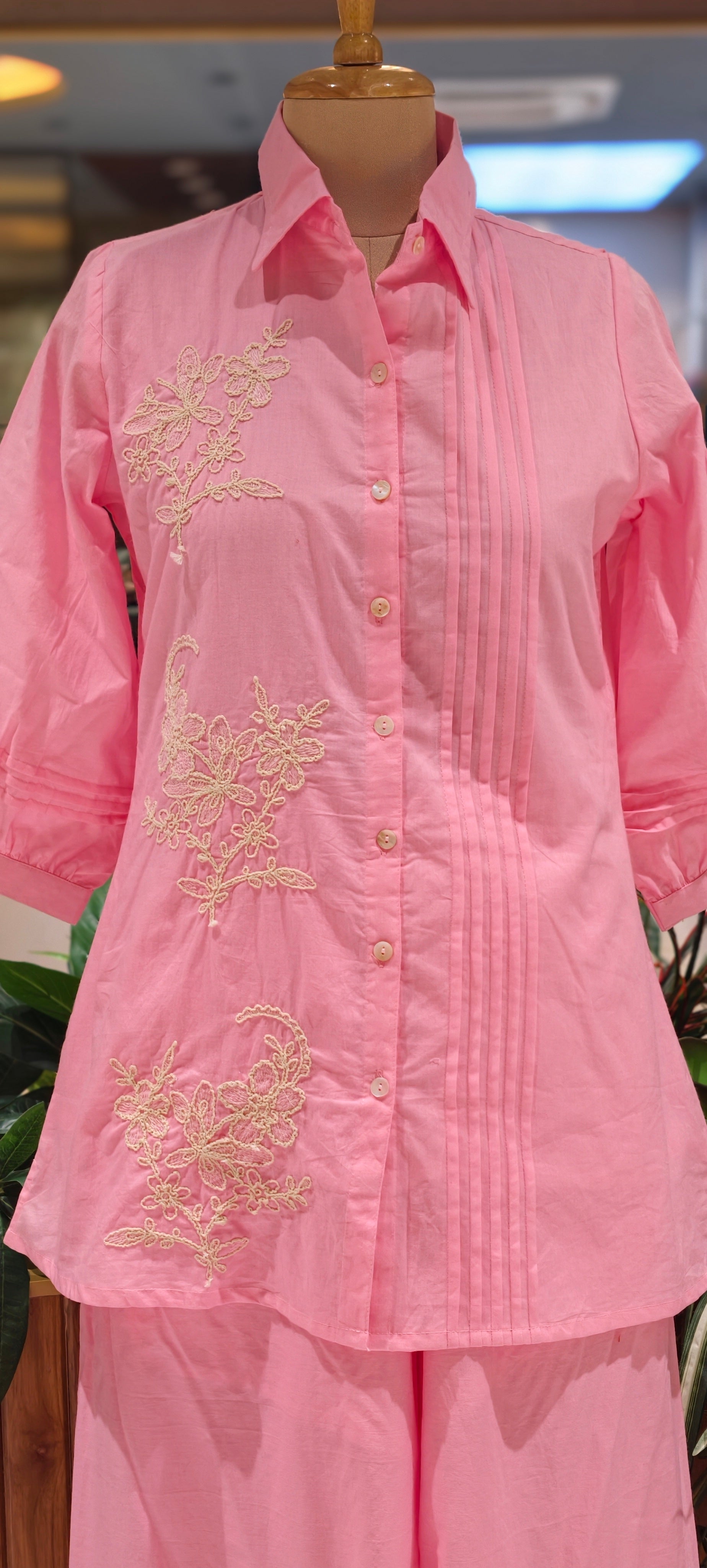 Summer Style Light shade Cotton Collar Kurta Pant-13937