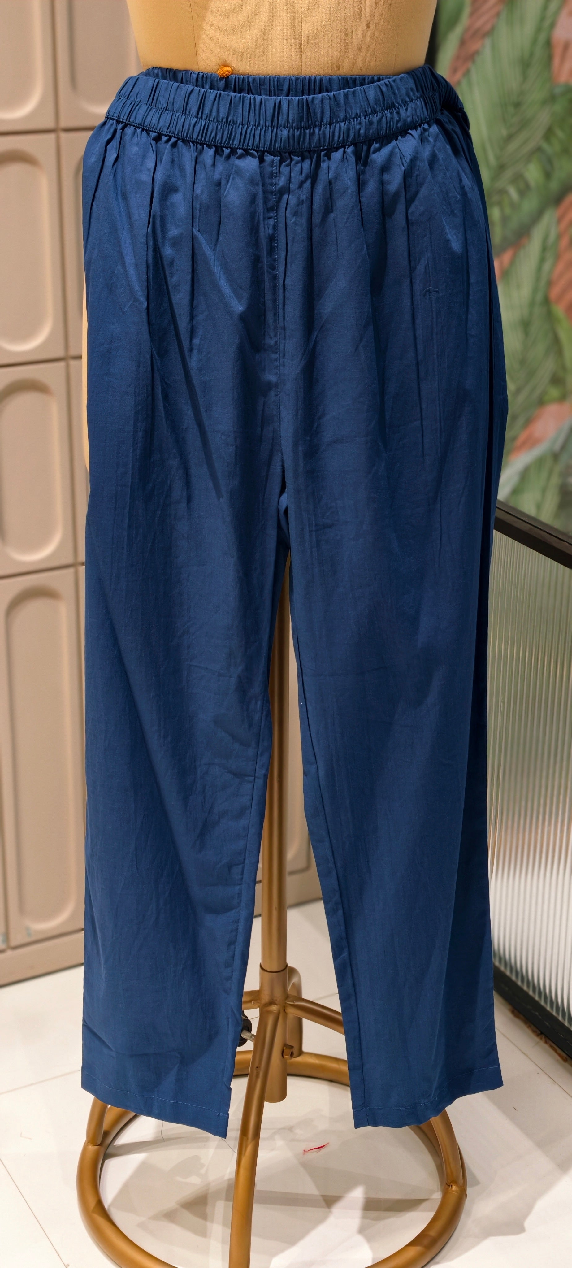 Indigo Blue Butter soft Cotton Kurta Set with Handblock Floral Motifs, Straight Pants & Printed Dupatta-13877