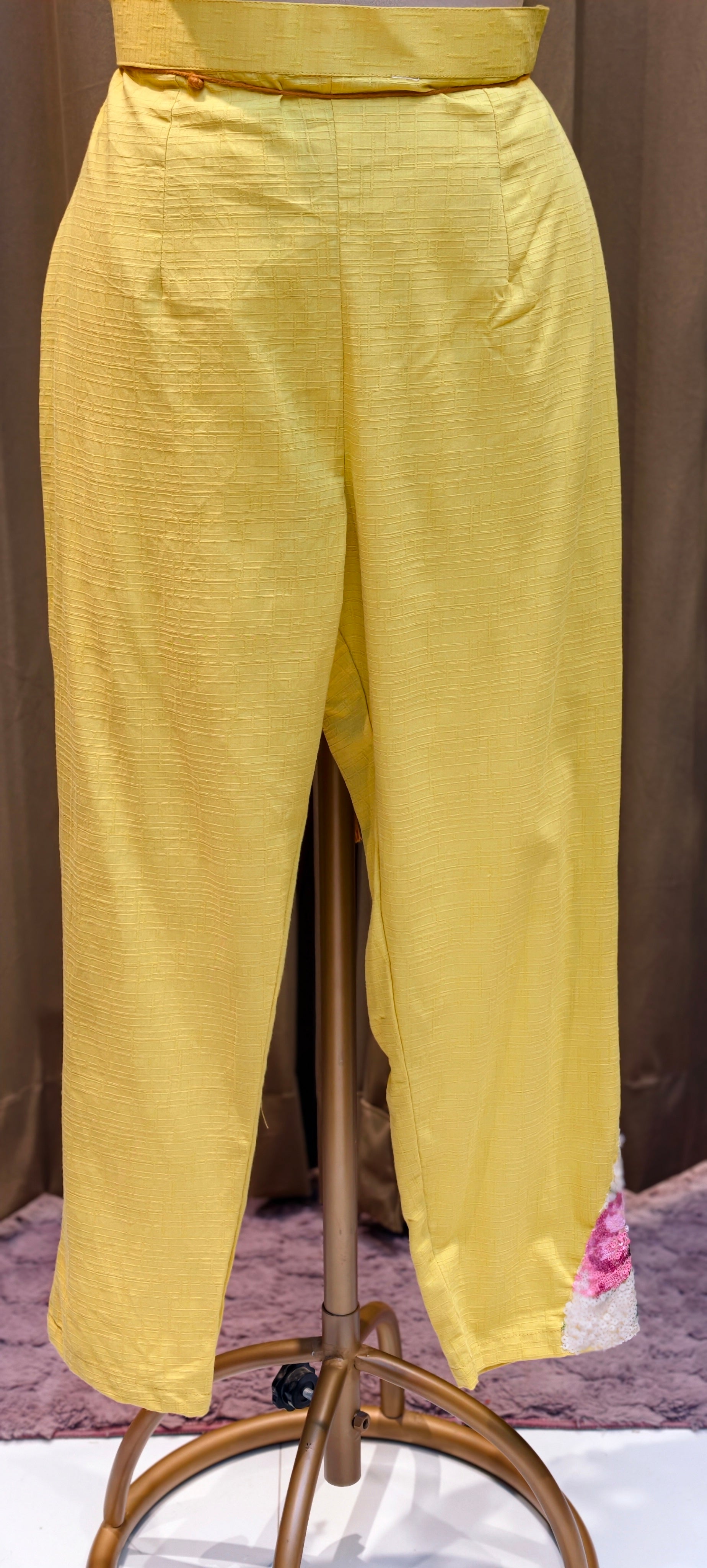 Beautiful Premium Cotton kurta pant set floral printed and embellished front panel-13932