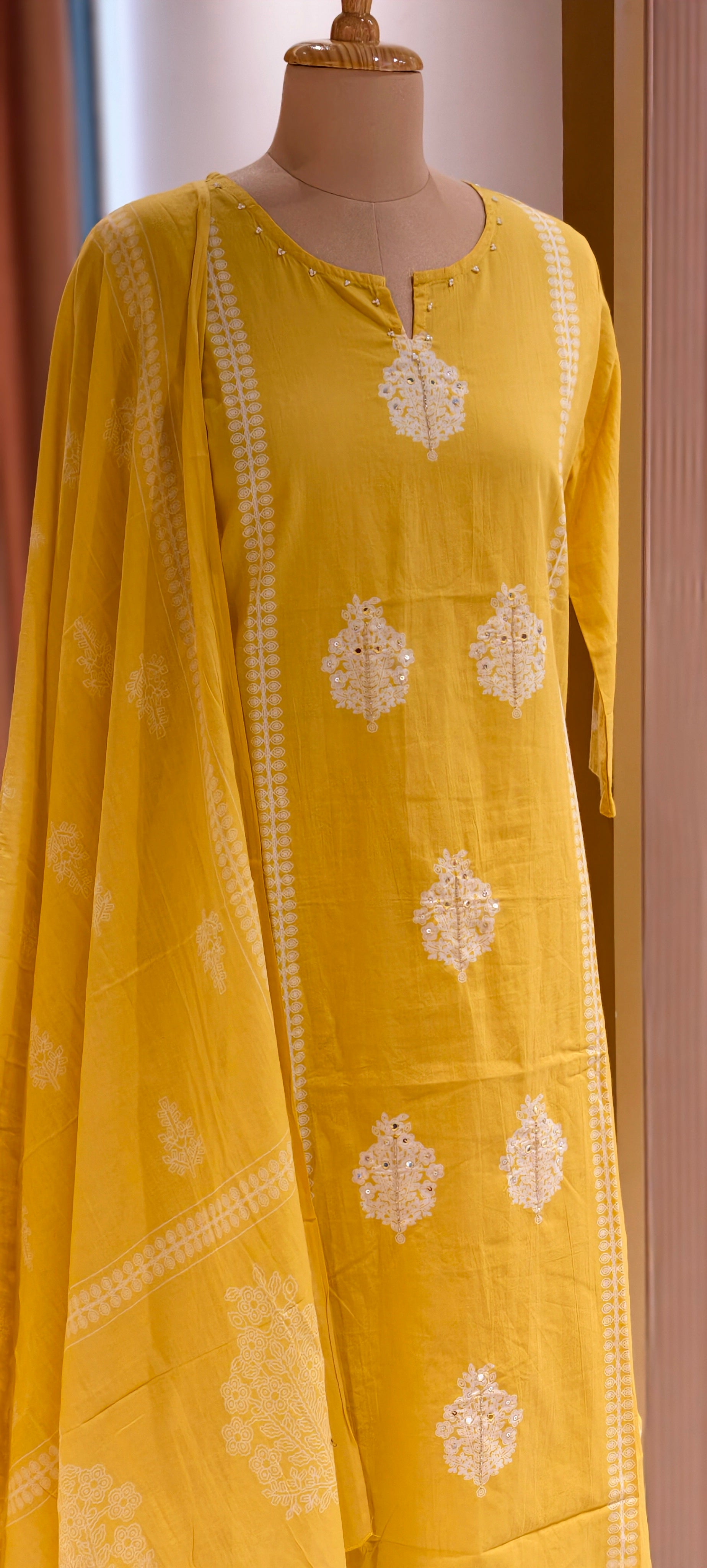 Elegant Cotton Full Suit Set with Embroidery Kurta with Bottom And Dupatta Lean Fit-14153 RB185