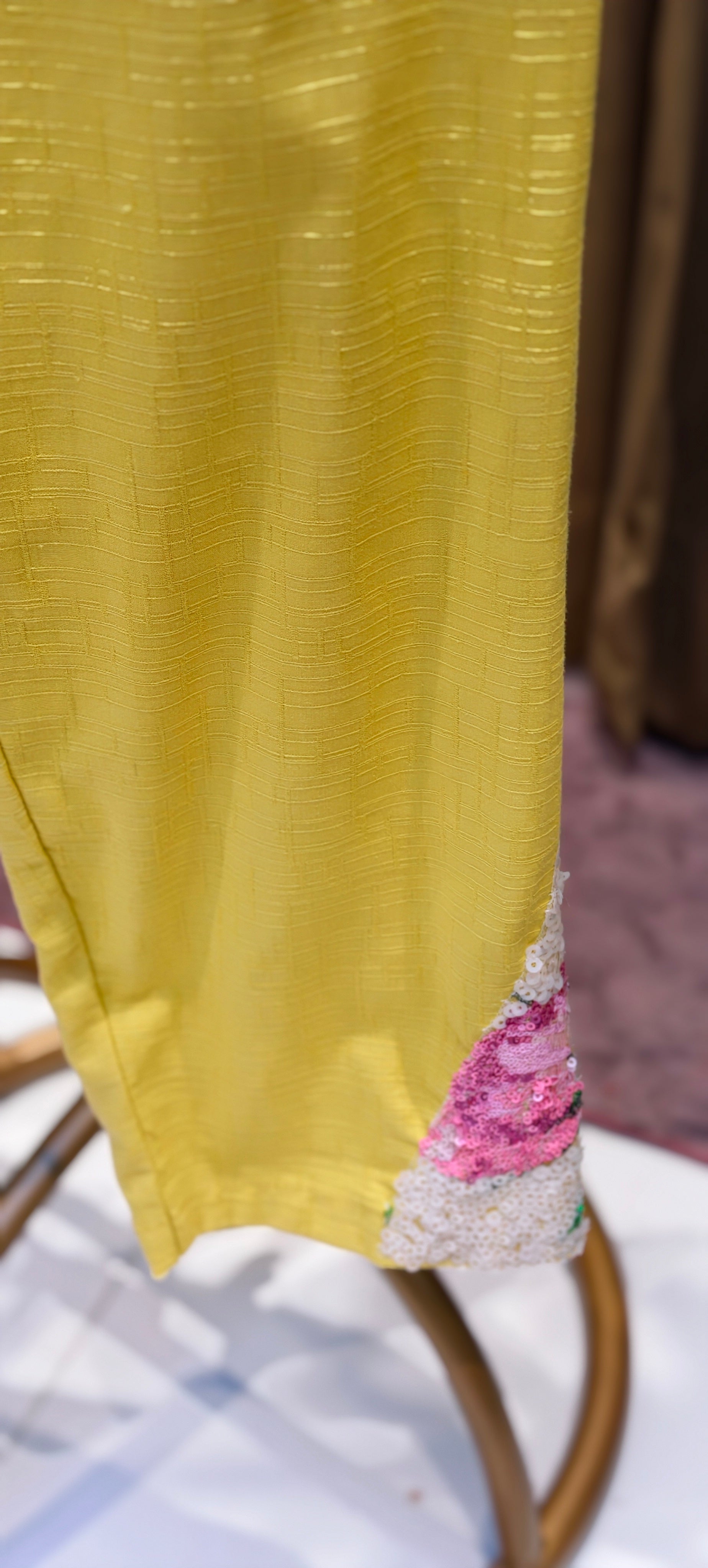 Beautiful Premium Cotton kurta pant set floral printed and embellished front panel-13932