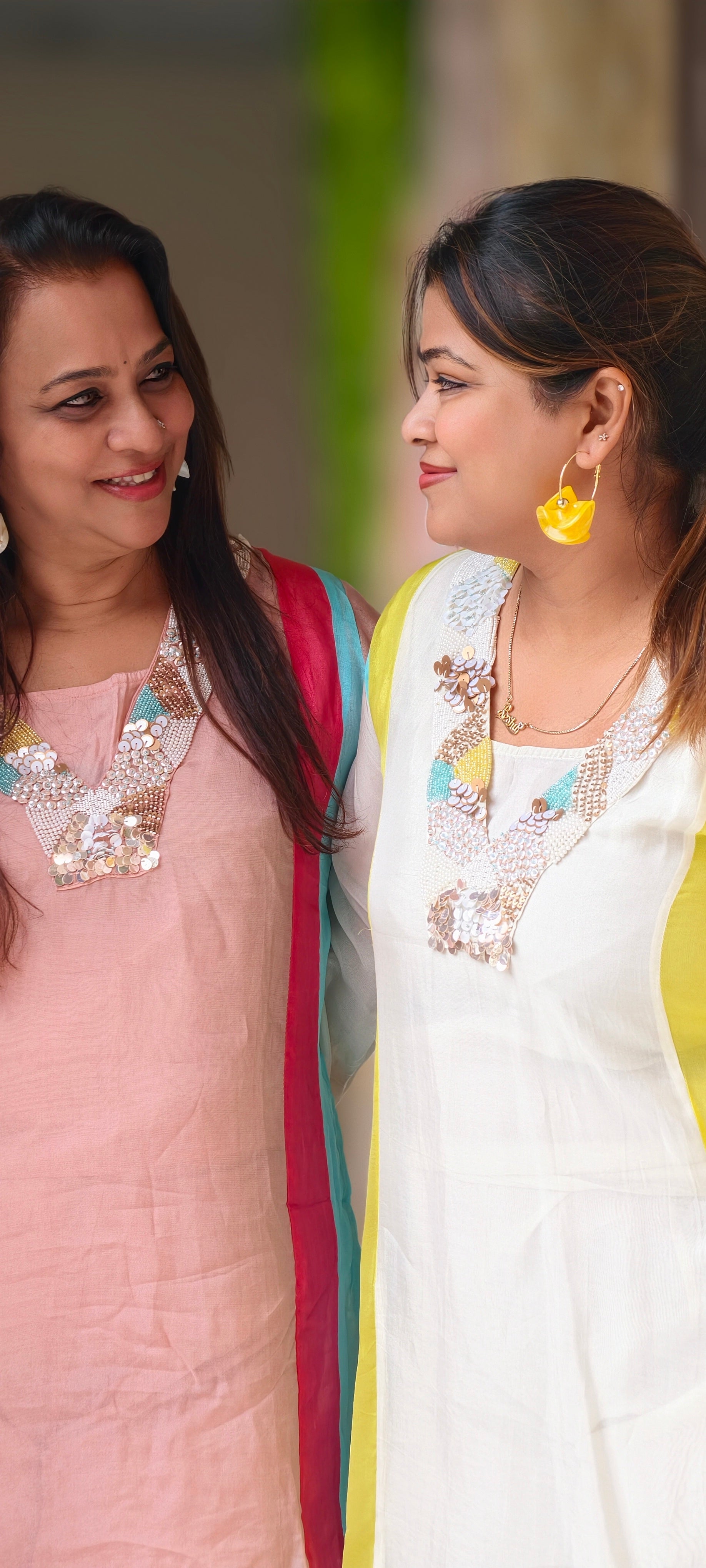 Handcrafted Neck Embroidery Royal Pastel Multicolor Panelled Kurta Pant With Inner- 15850