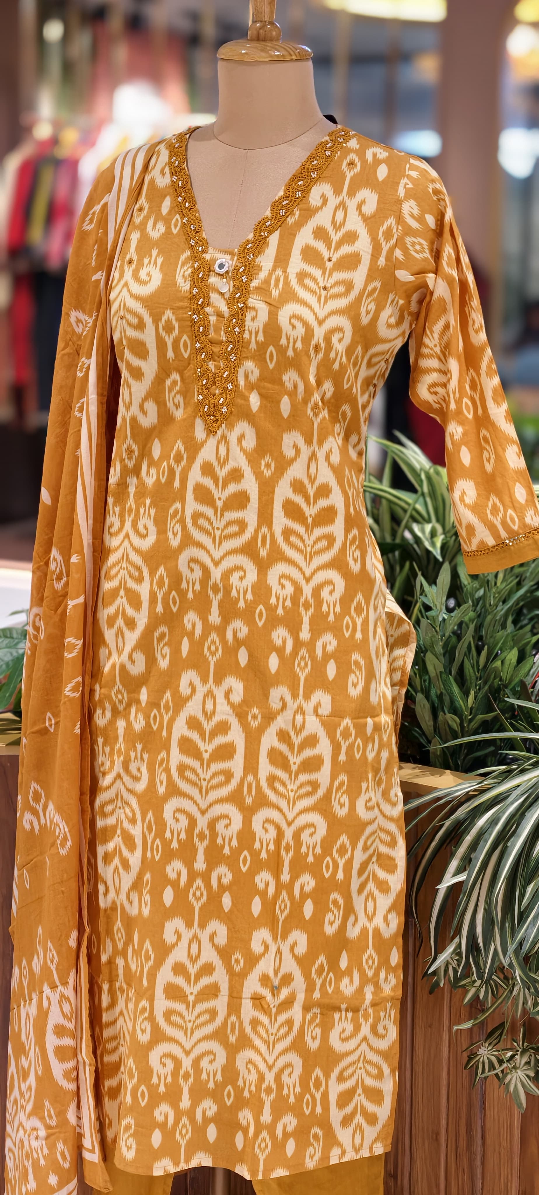 Soft Breathable Elegant Cotton Printed Kurta Pant Set with Dupatta-13845