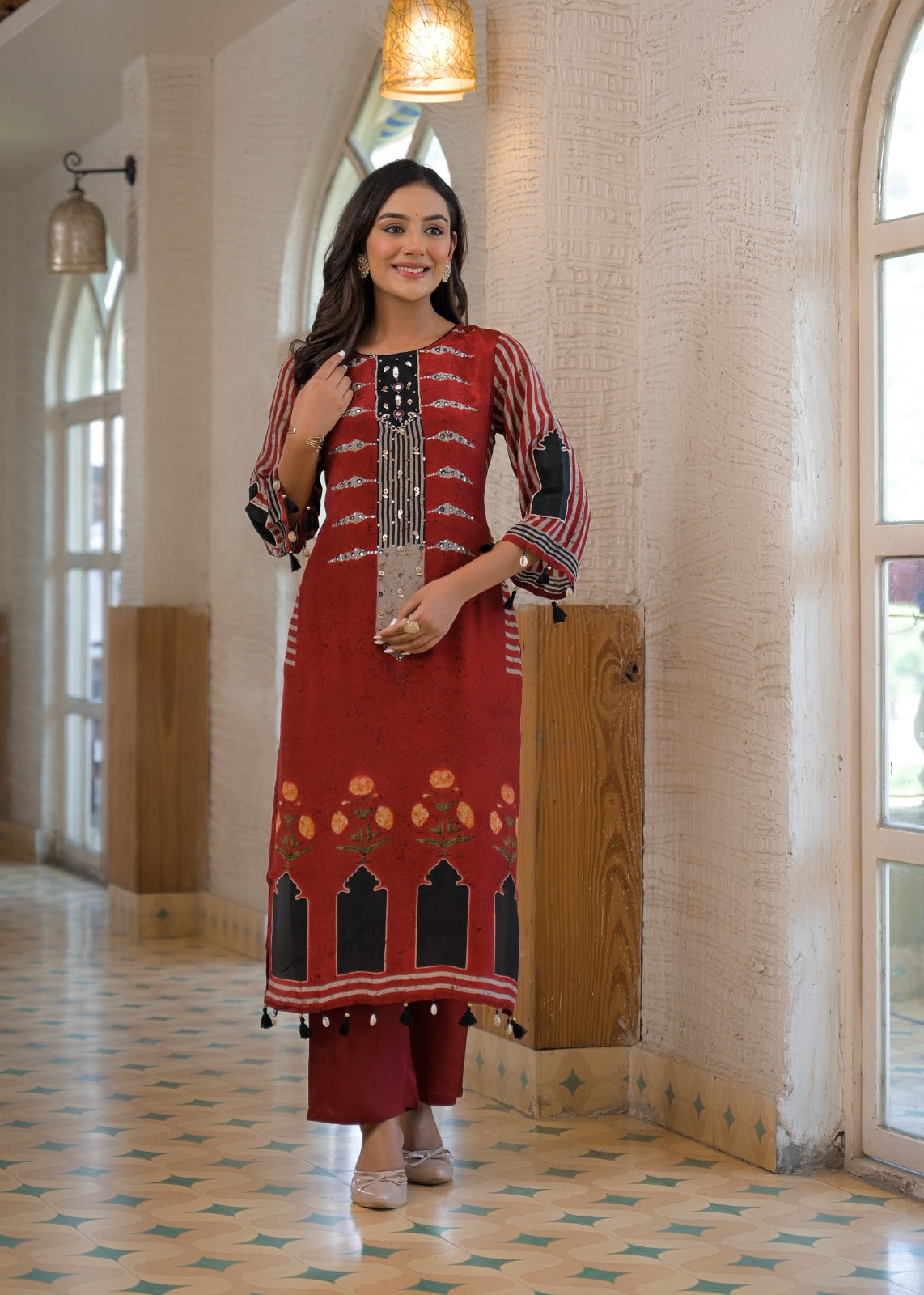 Pure Crepe Printed full suit set-12222