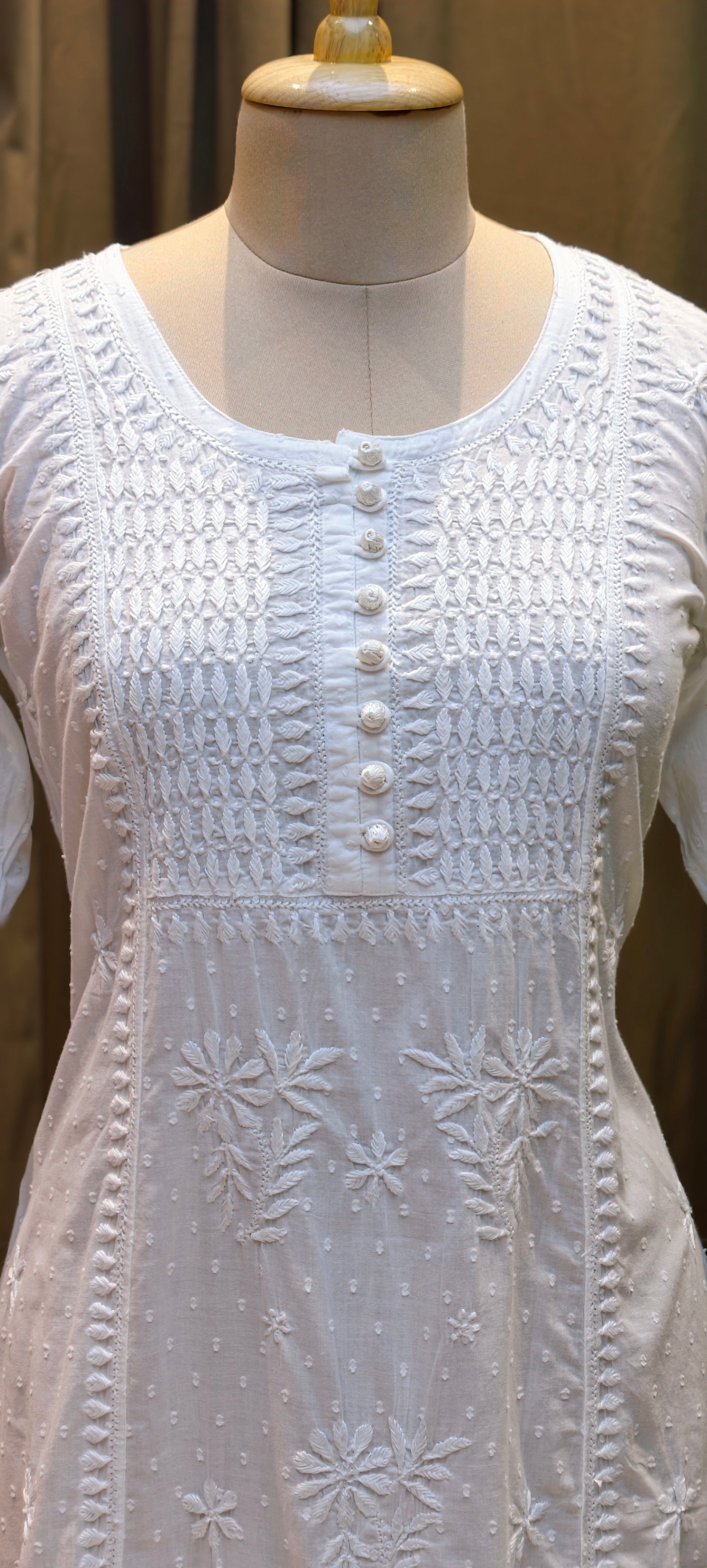 Beautiful Summer Shades Mul Cotton Chikankari Aline Kurti With Embroidered - 13950