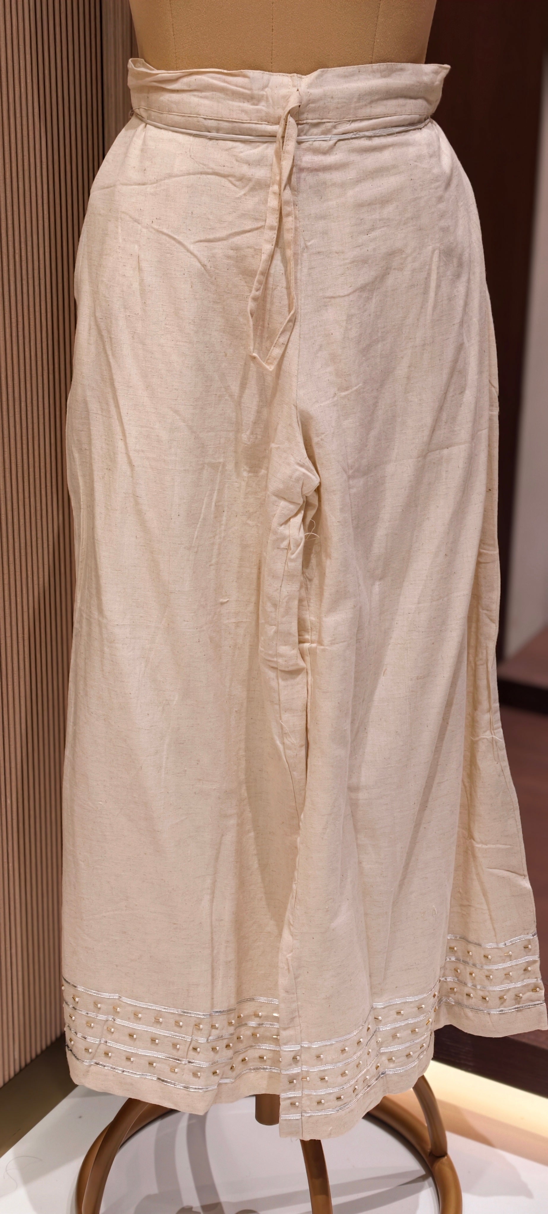 Elegant Handloom Cotton Noodle Strap Kurta Set with Mirror Detailing With Loose Pants-14185 RB170