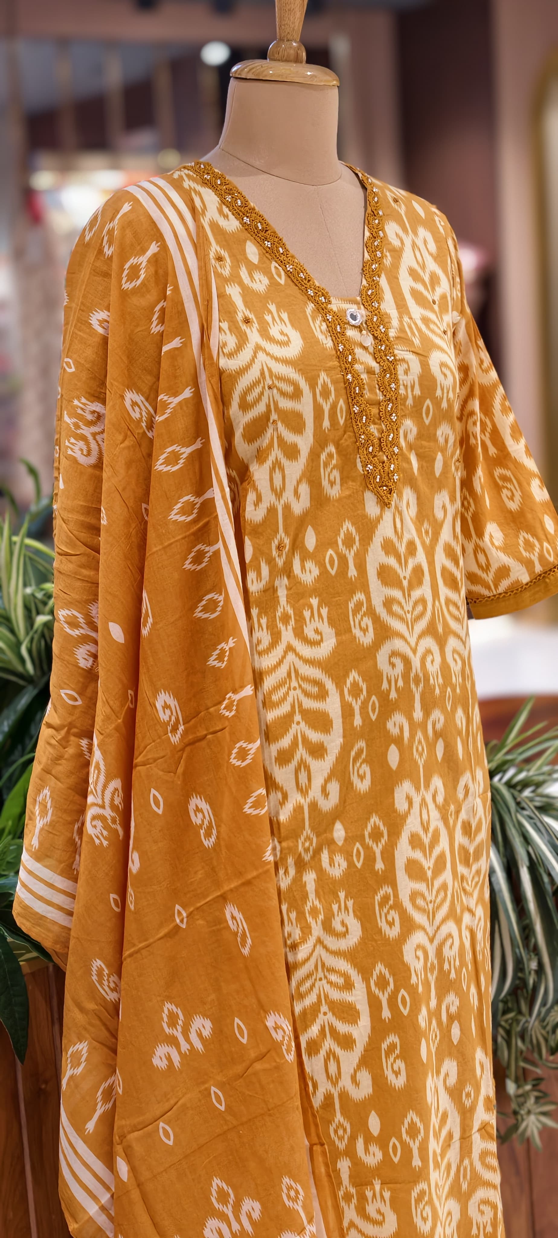 Soft Breathable Elegant Cotton Printed Kurta Pant Set with Dupatta-13845