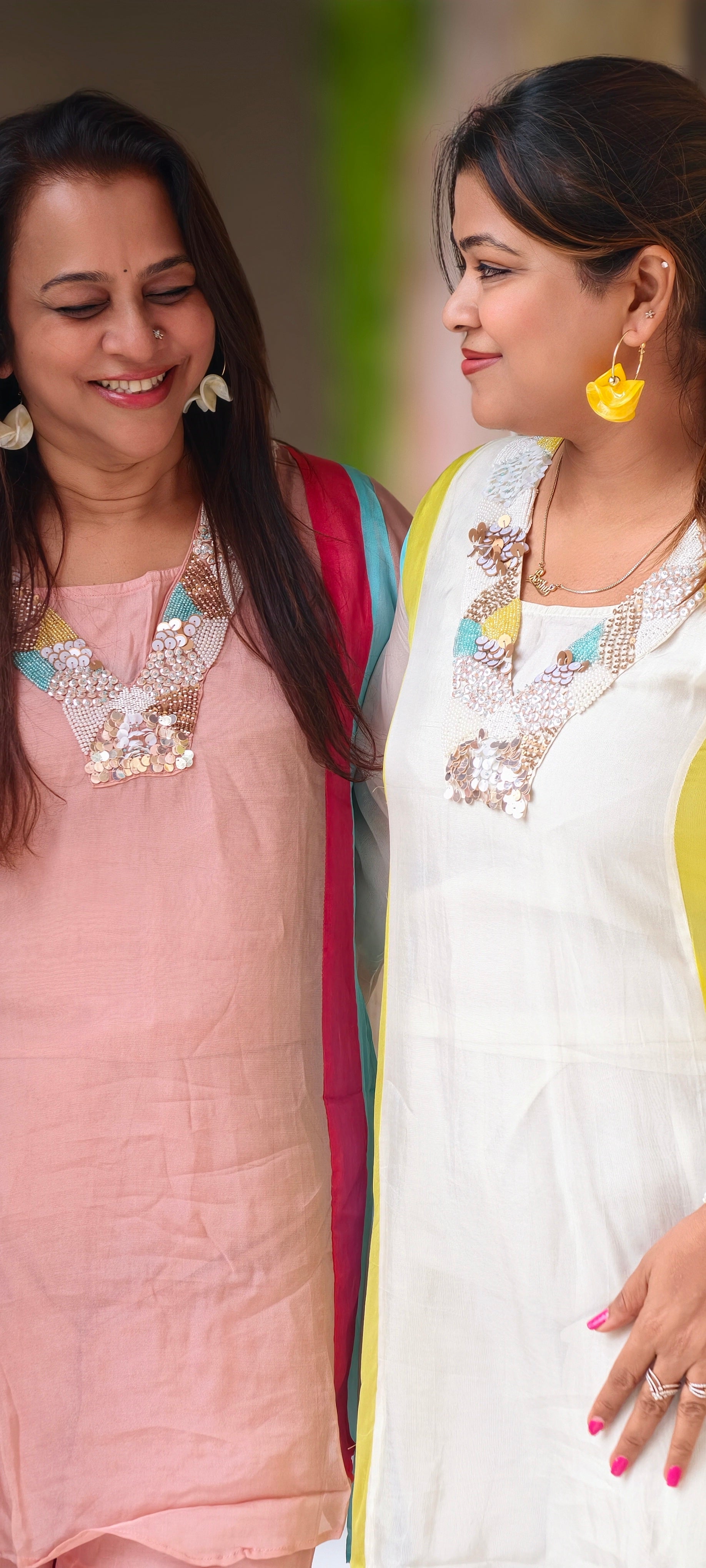 Handcrafted Neck Embroidery Royal Pastel Multicolor Panelled Kurta Pant With Inner- 15850