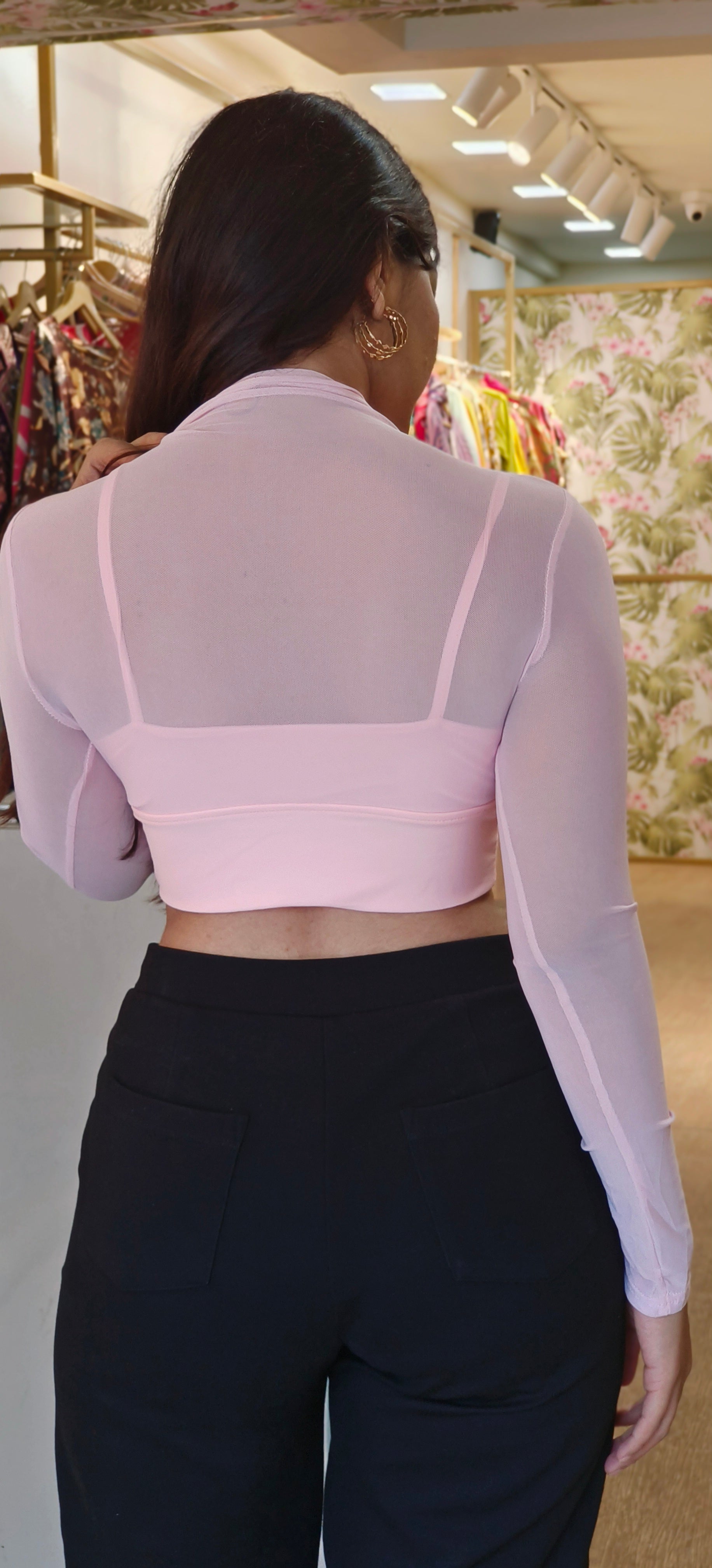 Sheer Elegance Trendy Mesh Crop Tops