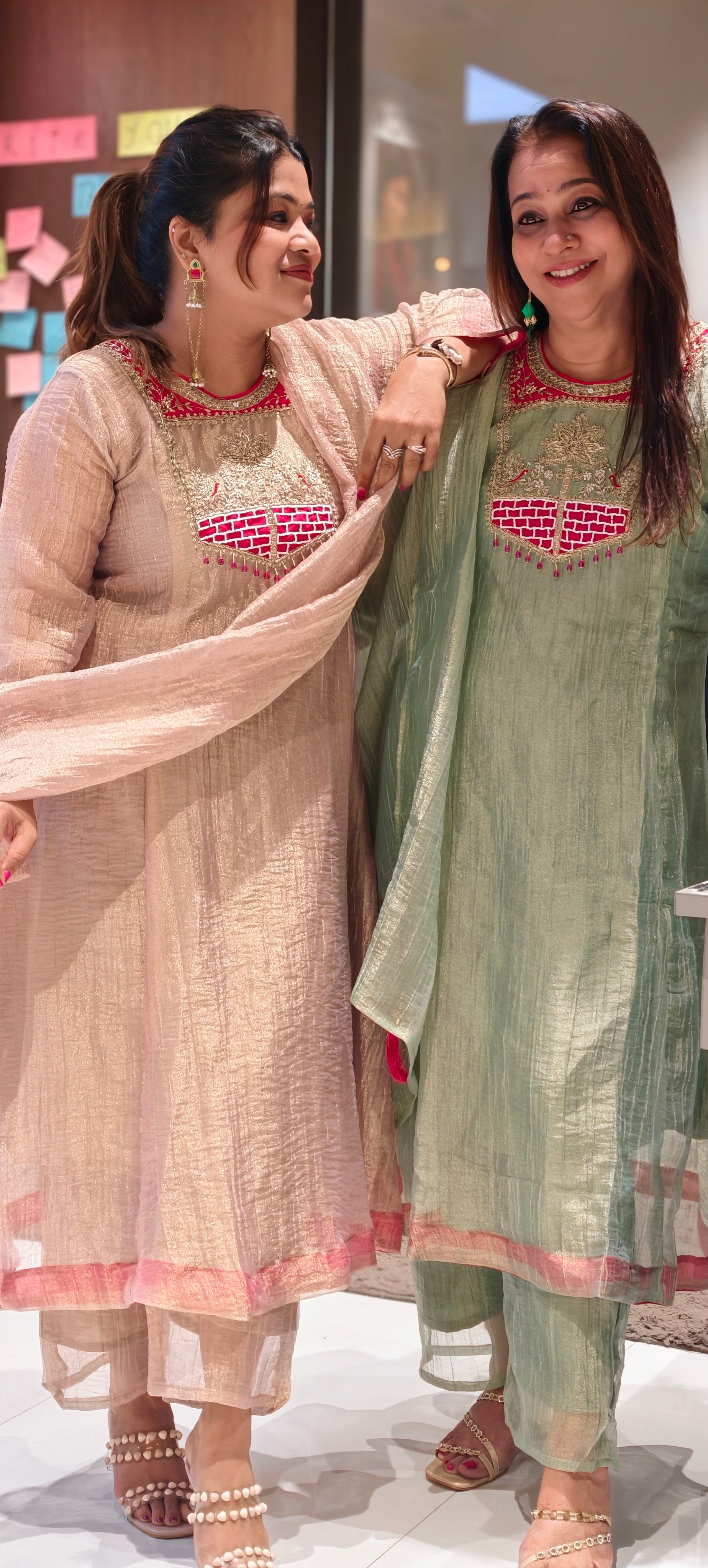 Graceful Pastel Ethnic Kurta with Statement Embroidered Neckline Salsa A-Line Full Suit Set With Dupatta- 15765