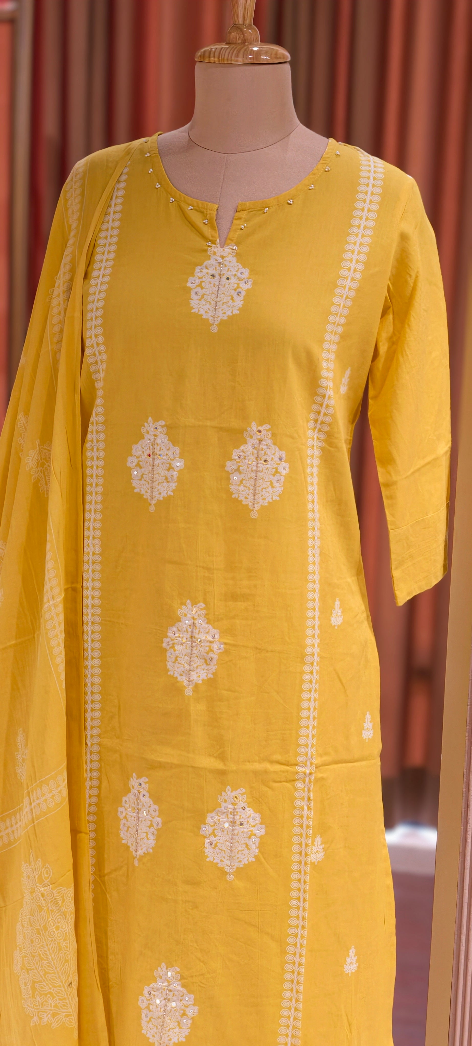 Elegant Cotton Full Suit Set with Embroidery Kurta with Bottom And Dupatta Lean Fit-14153 RB185