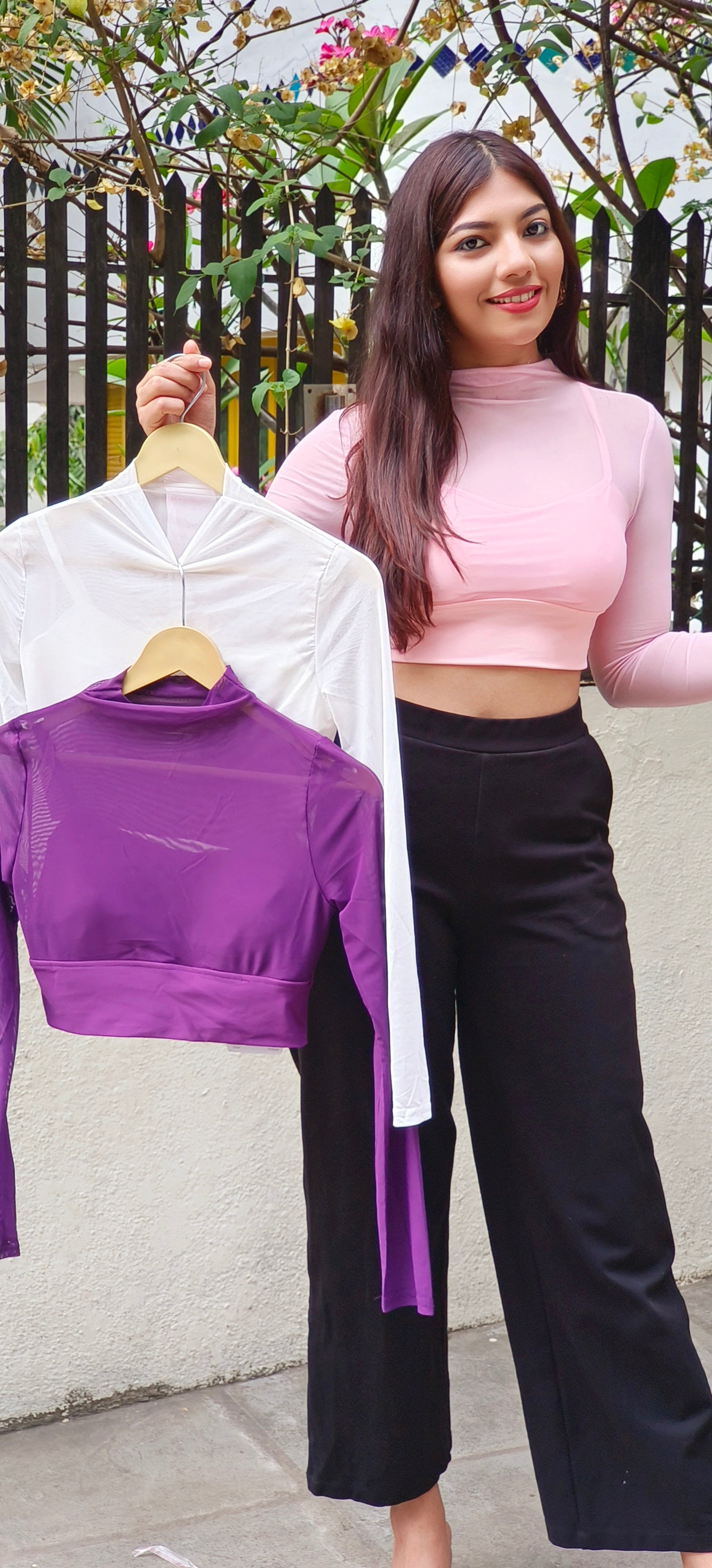 Sheer Elegance Trendy Mesh Crop Tops