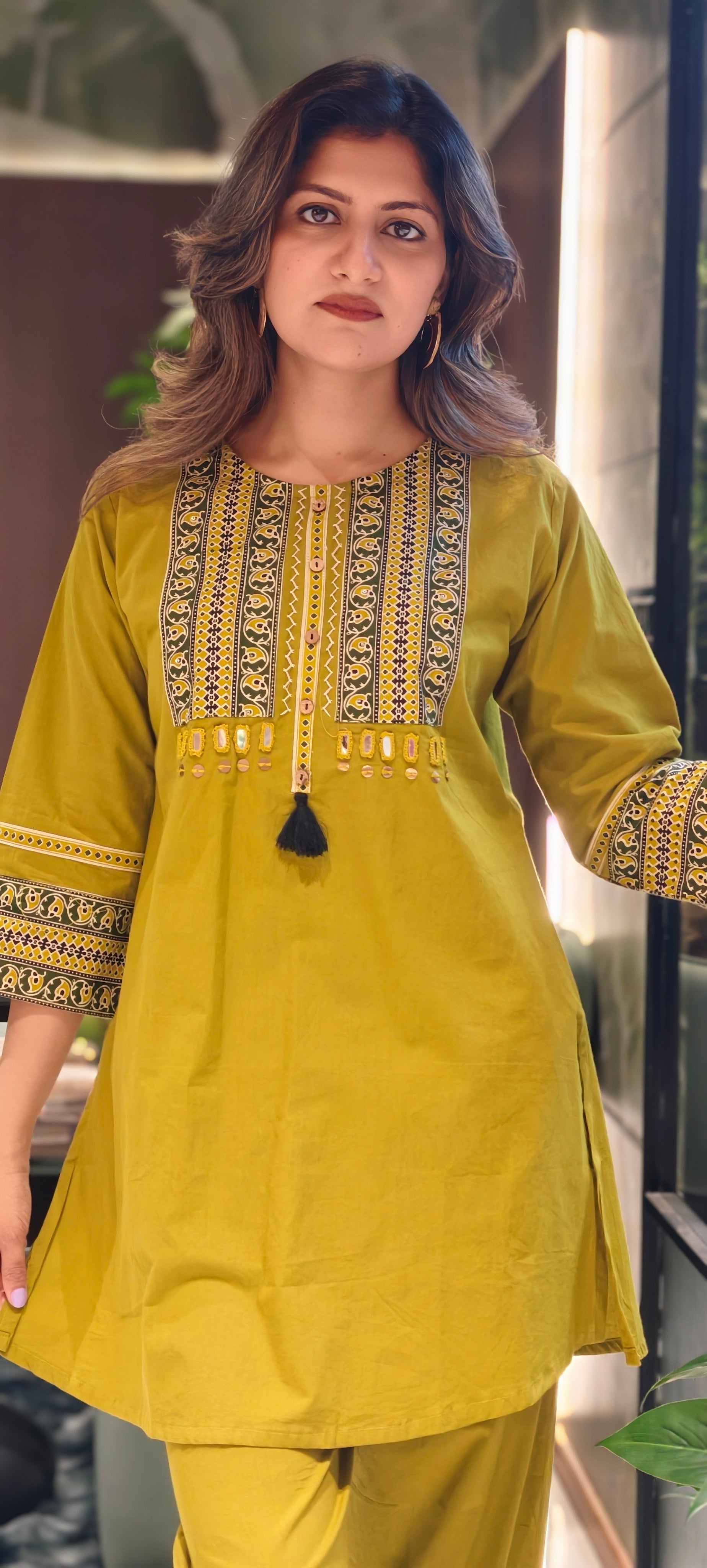 Summer Style Cotton Kurta with Bottom And Printed Yoke13868