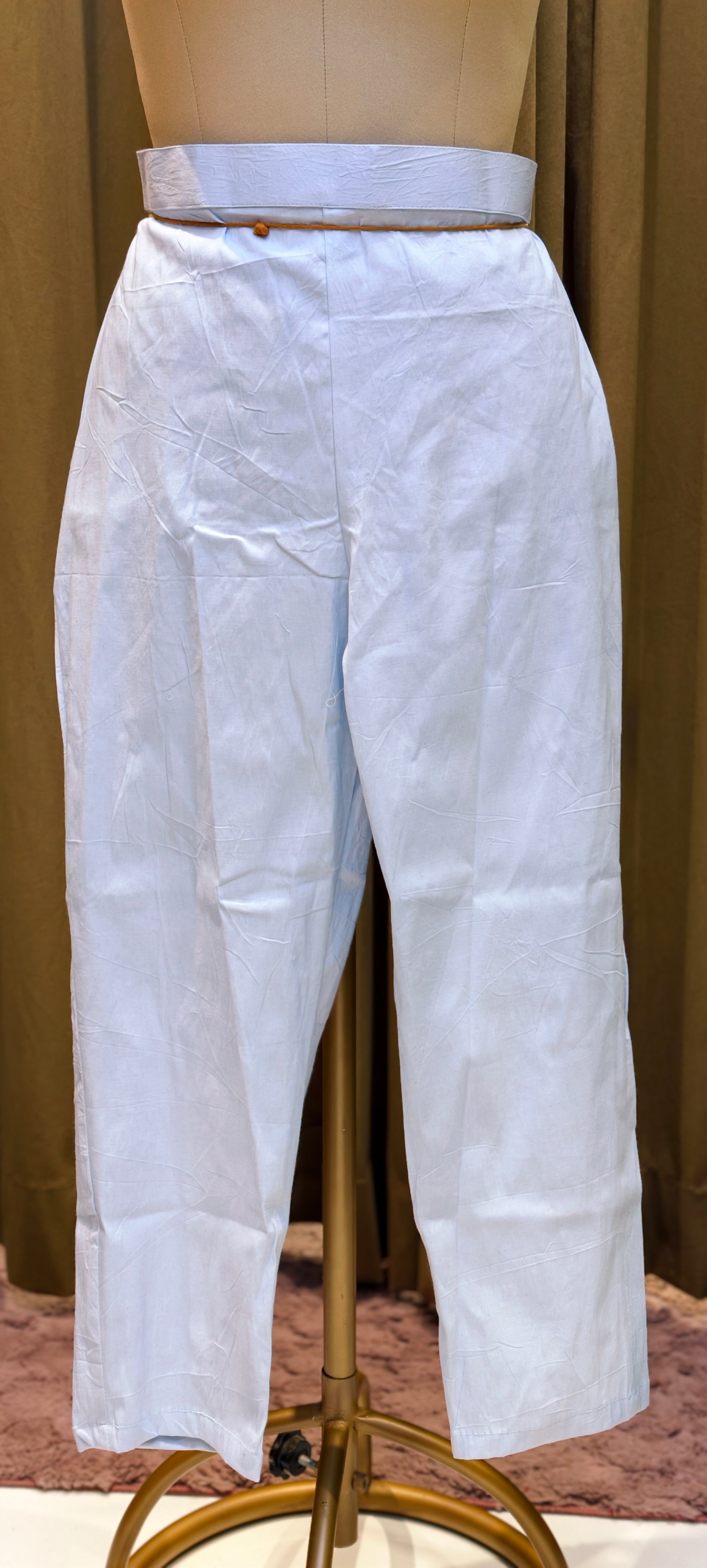 Pearl White Floral Embroidered Premium Cotton Co-Ord Set With Tiny Pearl & Sequin Placket- 13829