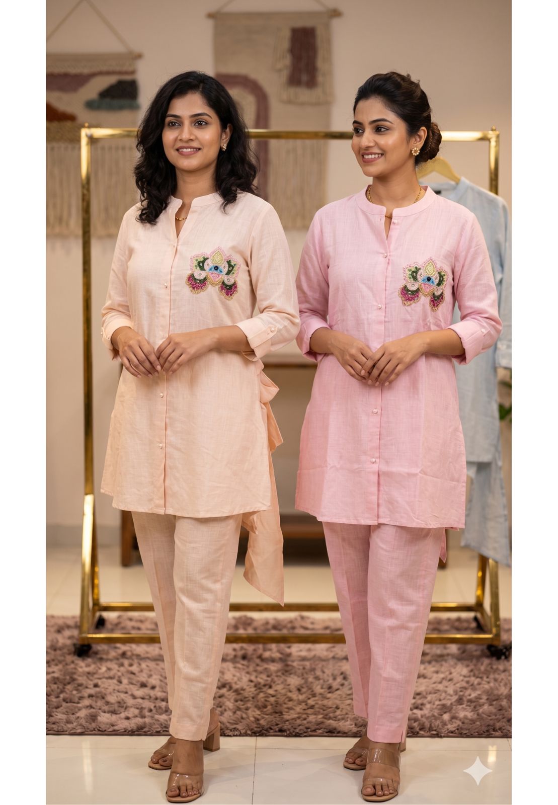 Minimal Brochet Look Light Weight Solid Casual Wear Co-Cord Set