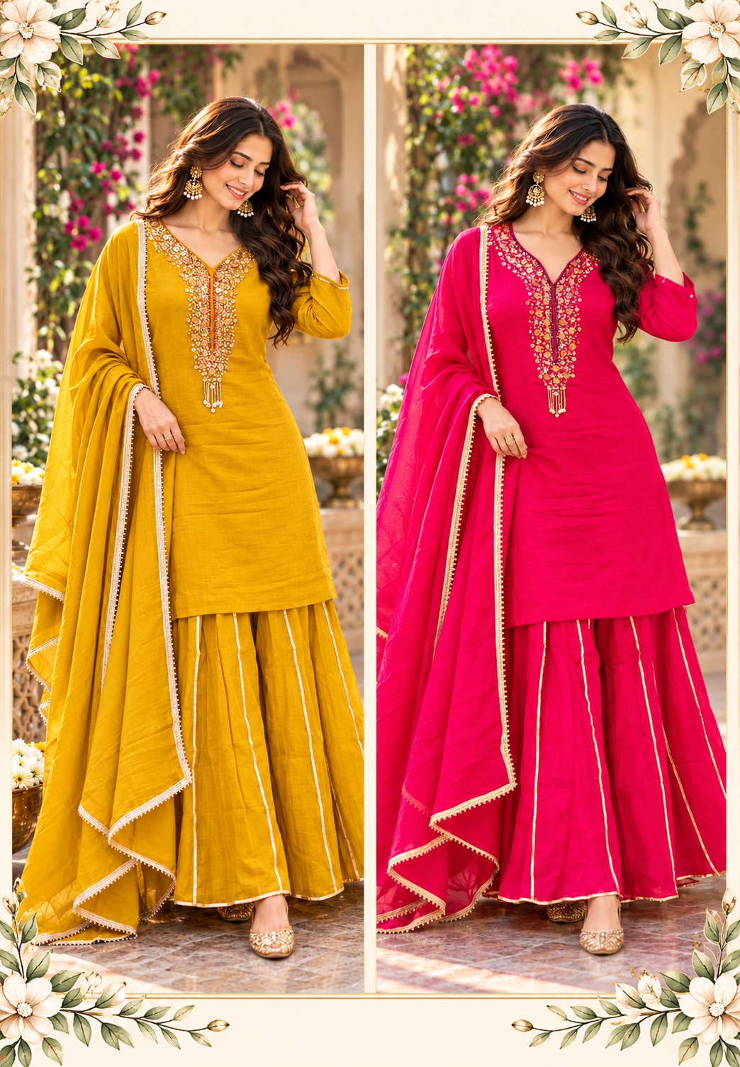 Pure Mulchanderi Sharara Set with Intricate Gotta Embroidery & Elegant Dupatta 17000