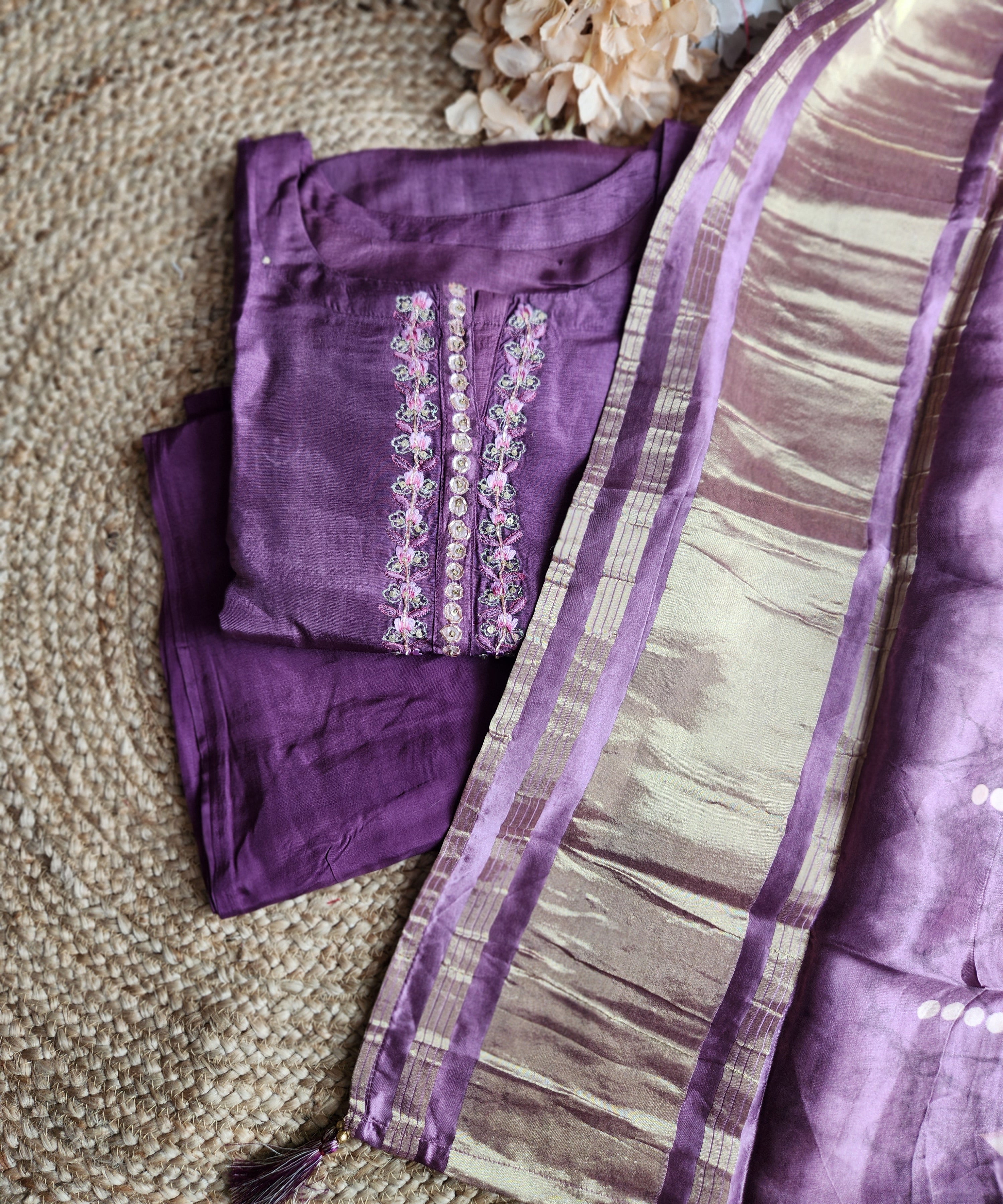 Embroidered beautiful silk full set and with gajji silk dupatta DRY WASH-03099]