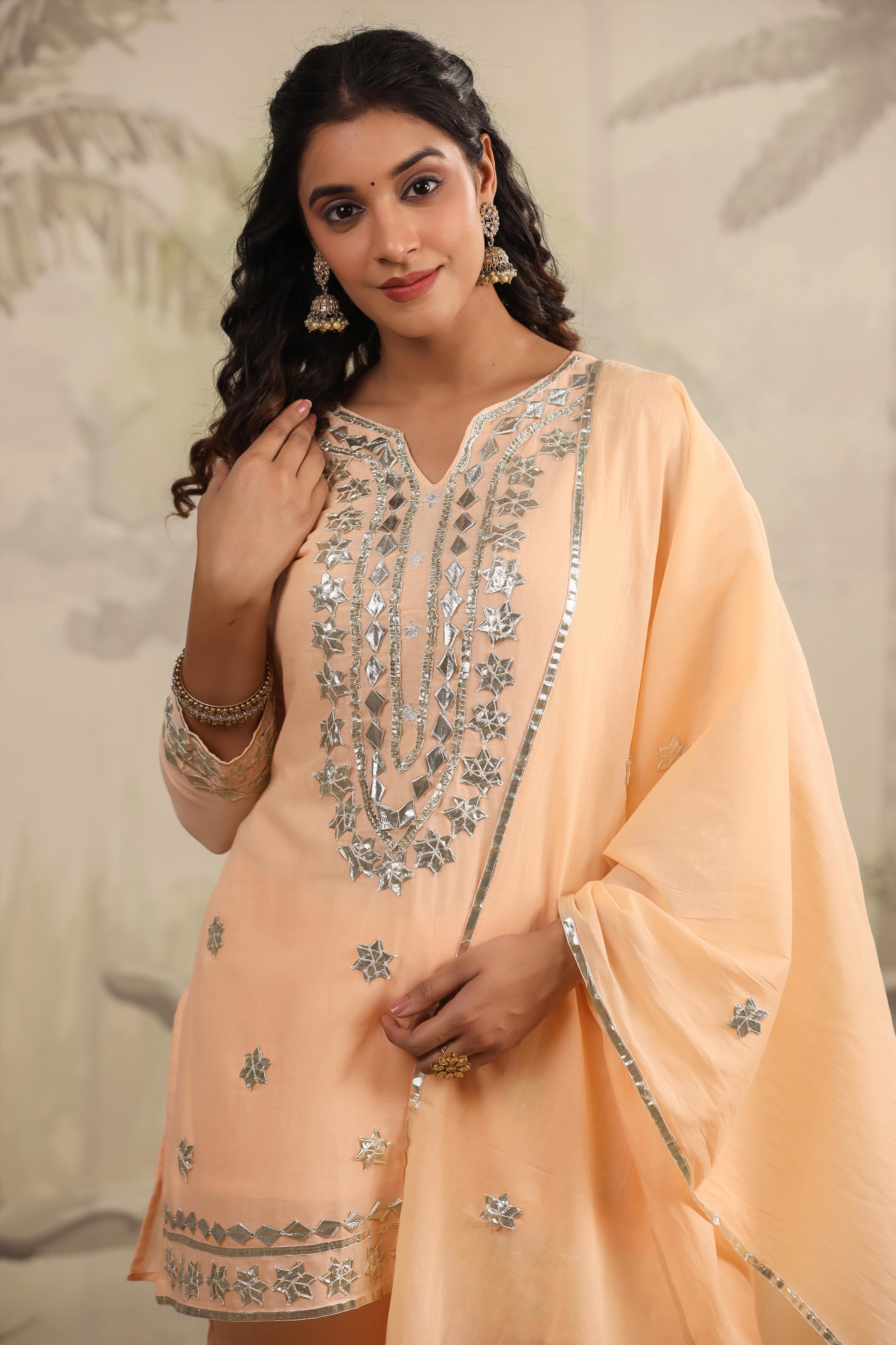 Gotta Work Mulmul Cotton Full suit  Sharara Set with Dupatta-06099-100