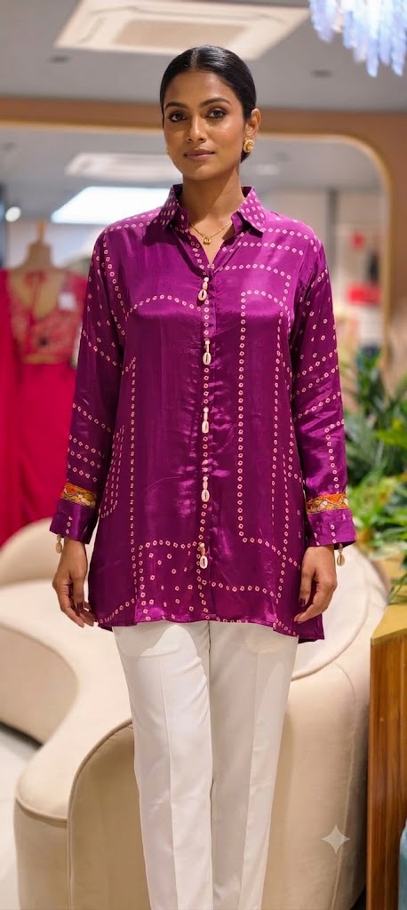 Pure Crepe Collared Casual Shirt with Back Bird Print -15111