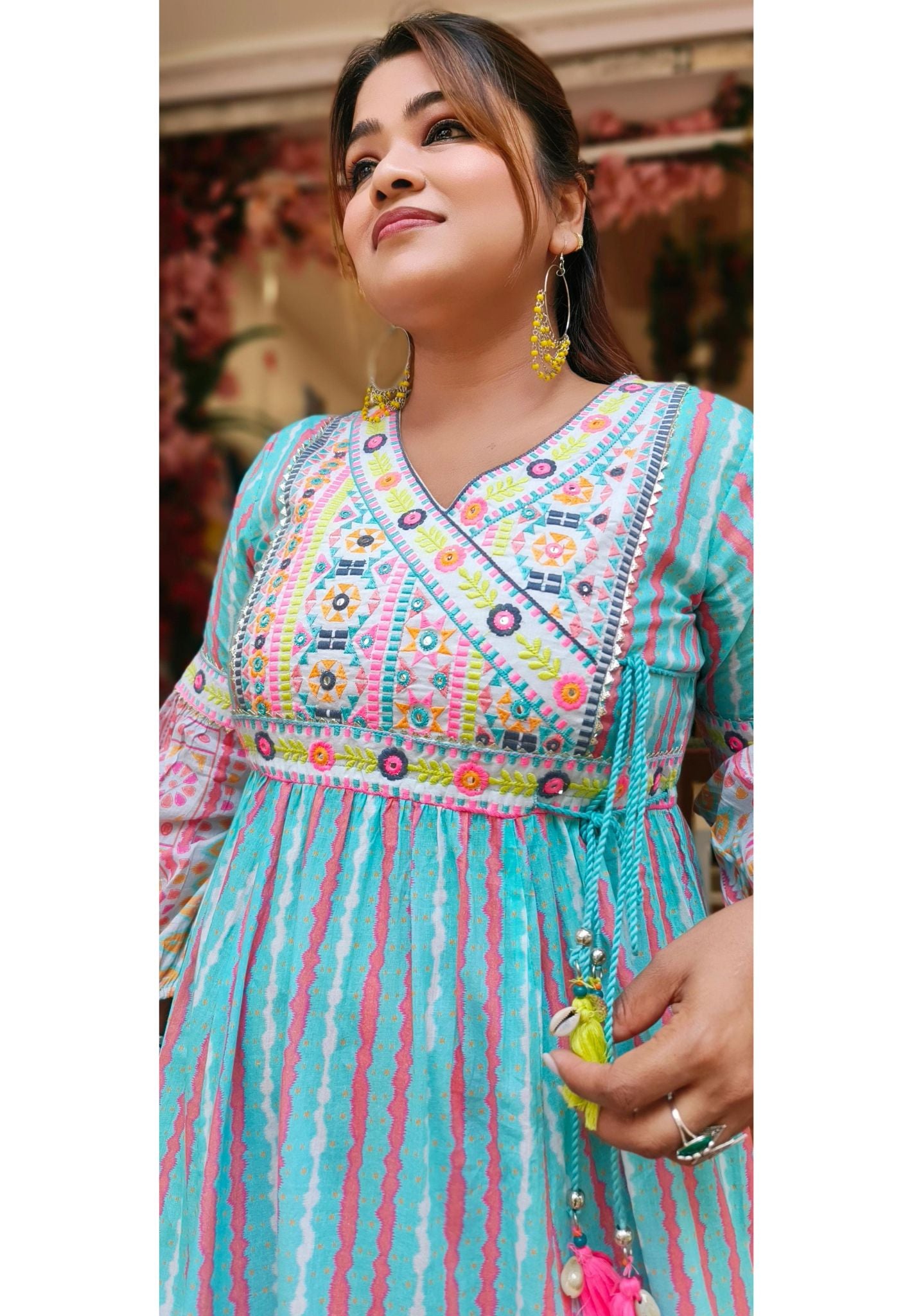 Beautiful multi cotton printed summer Gown-04636