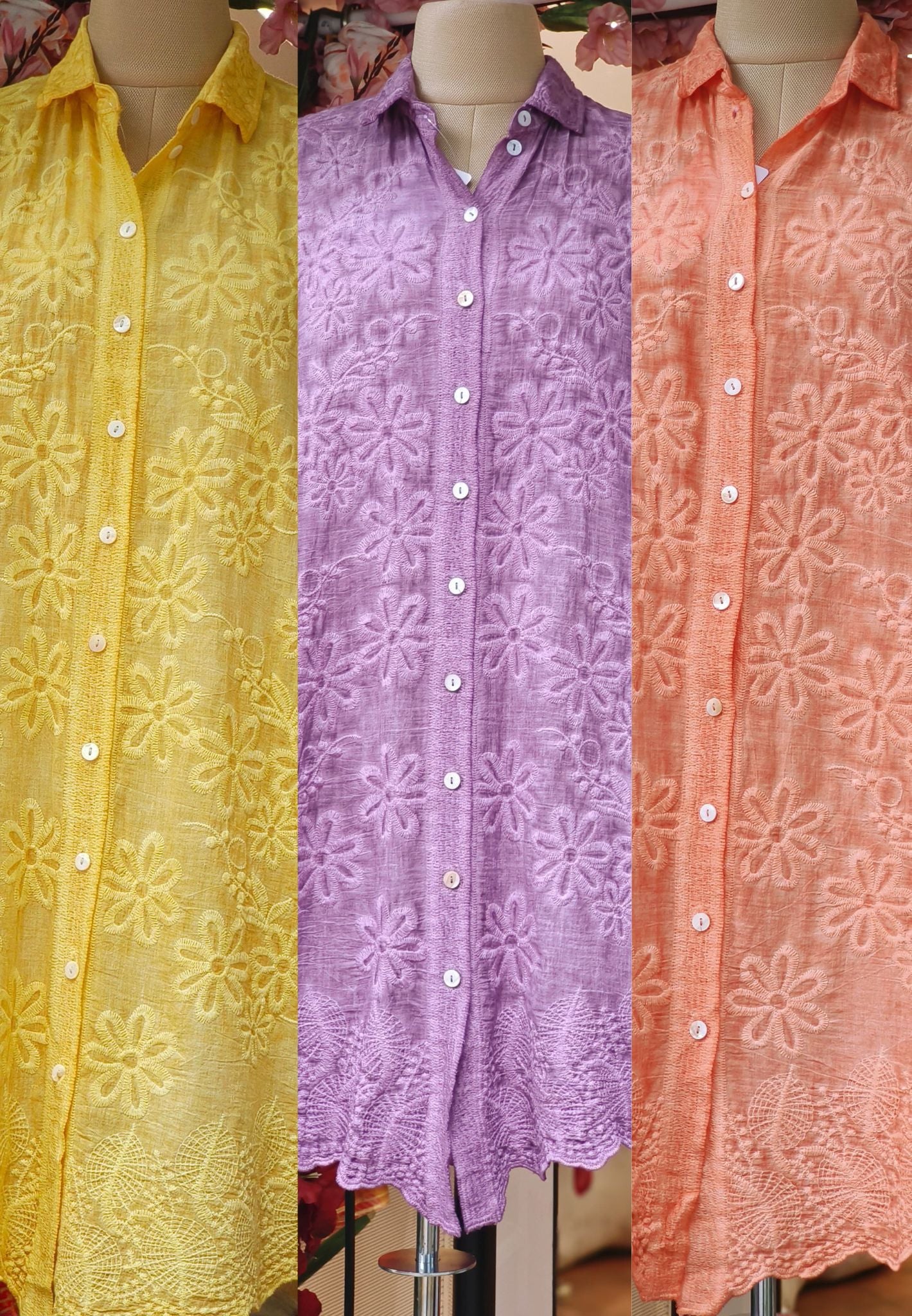 Colorful Long Cotton Self weave Shirts