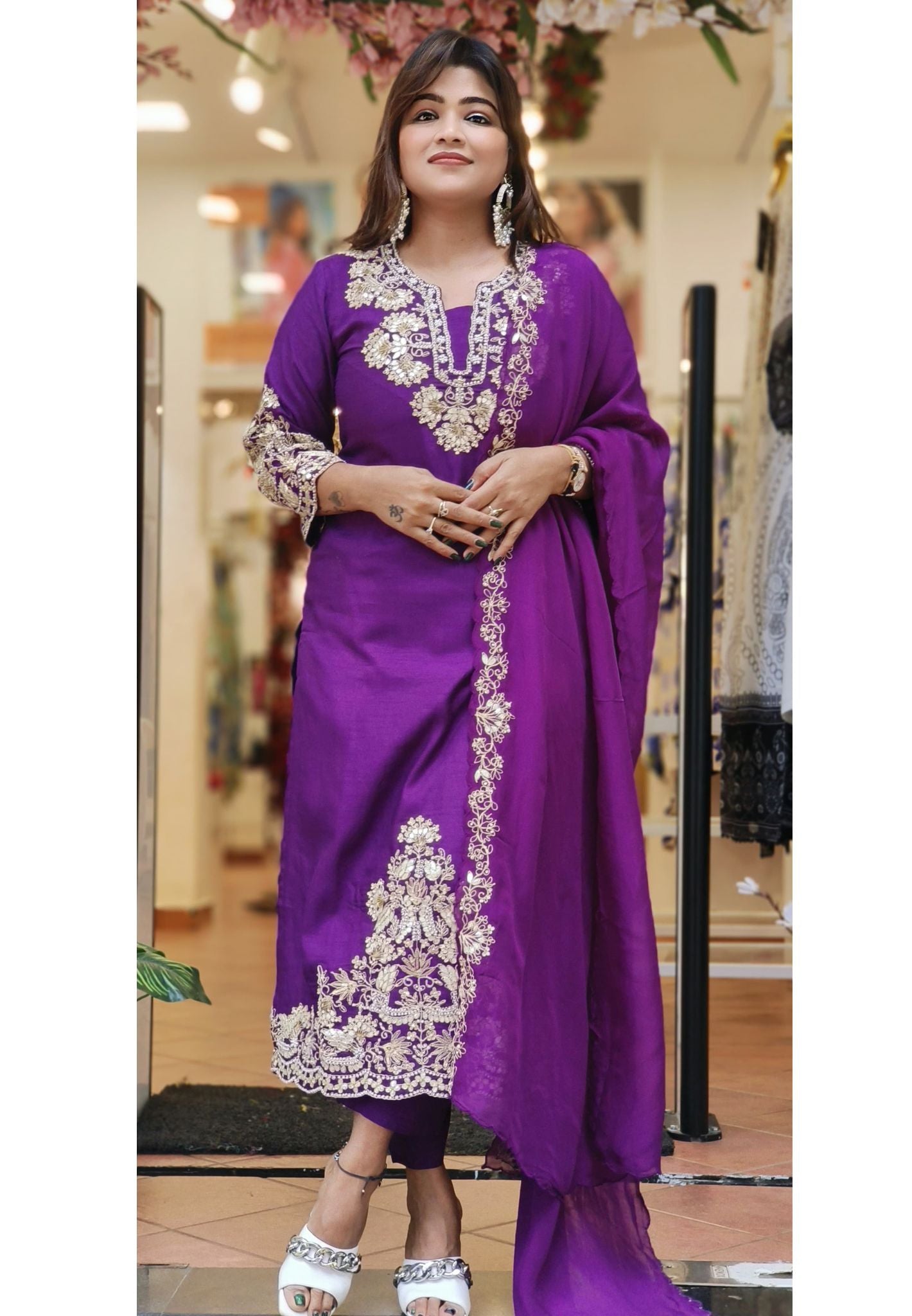 Beautiful Silk Gota Work Full Suit With Soft Organza Dupatta-06602-03