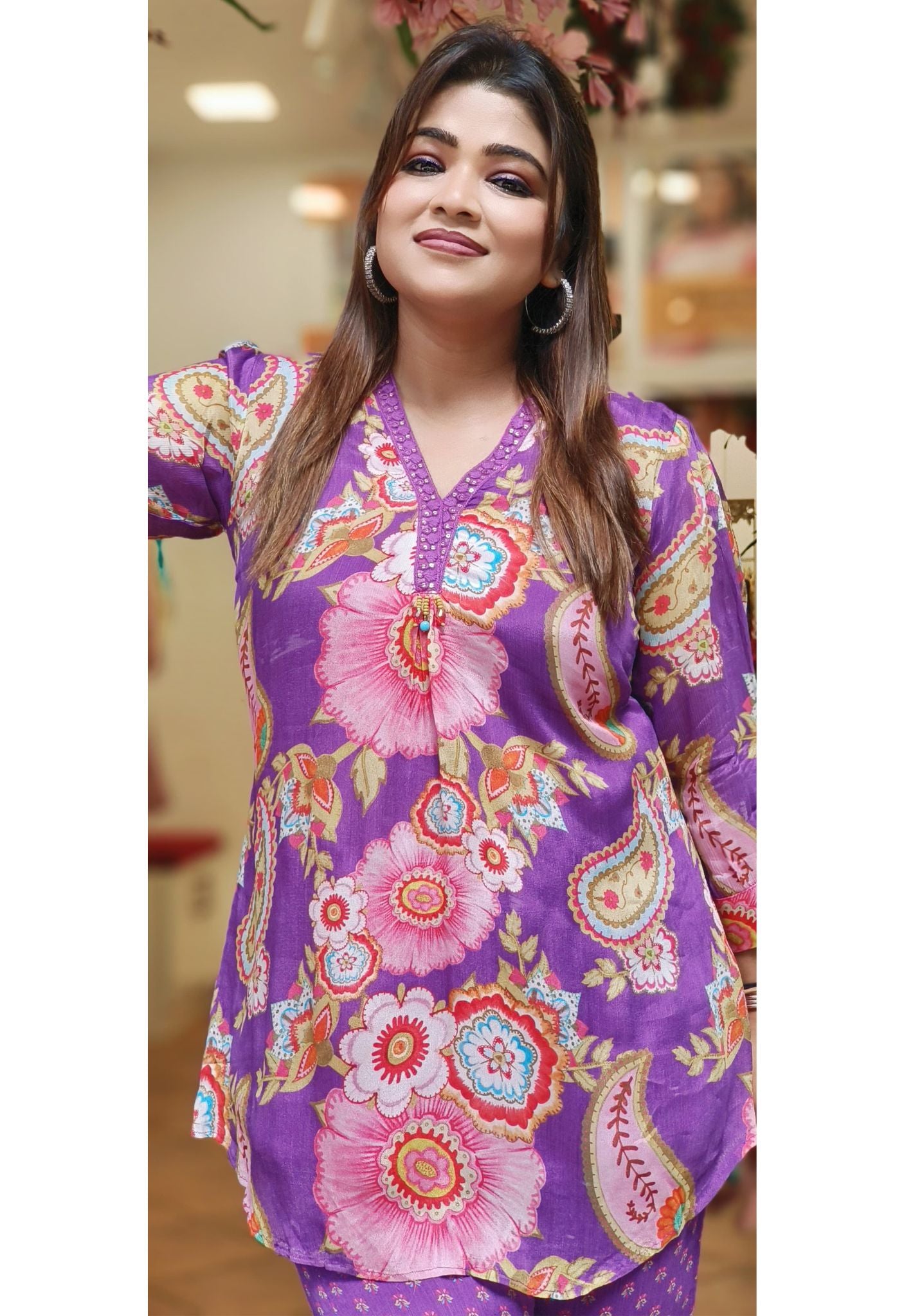 Beautiful Chinon Floral Print Co-ord set -06589-90