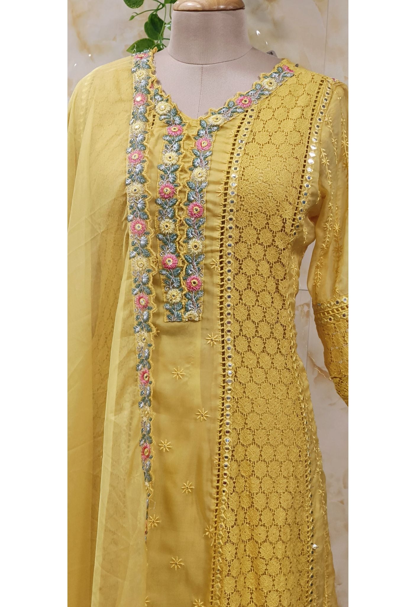 Embroidered Organza Lace Anarkali Full Suit Set-06800