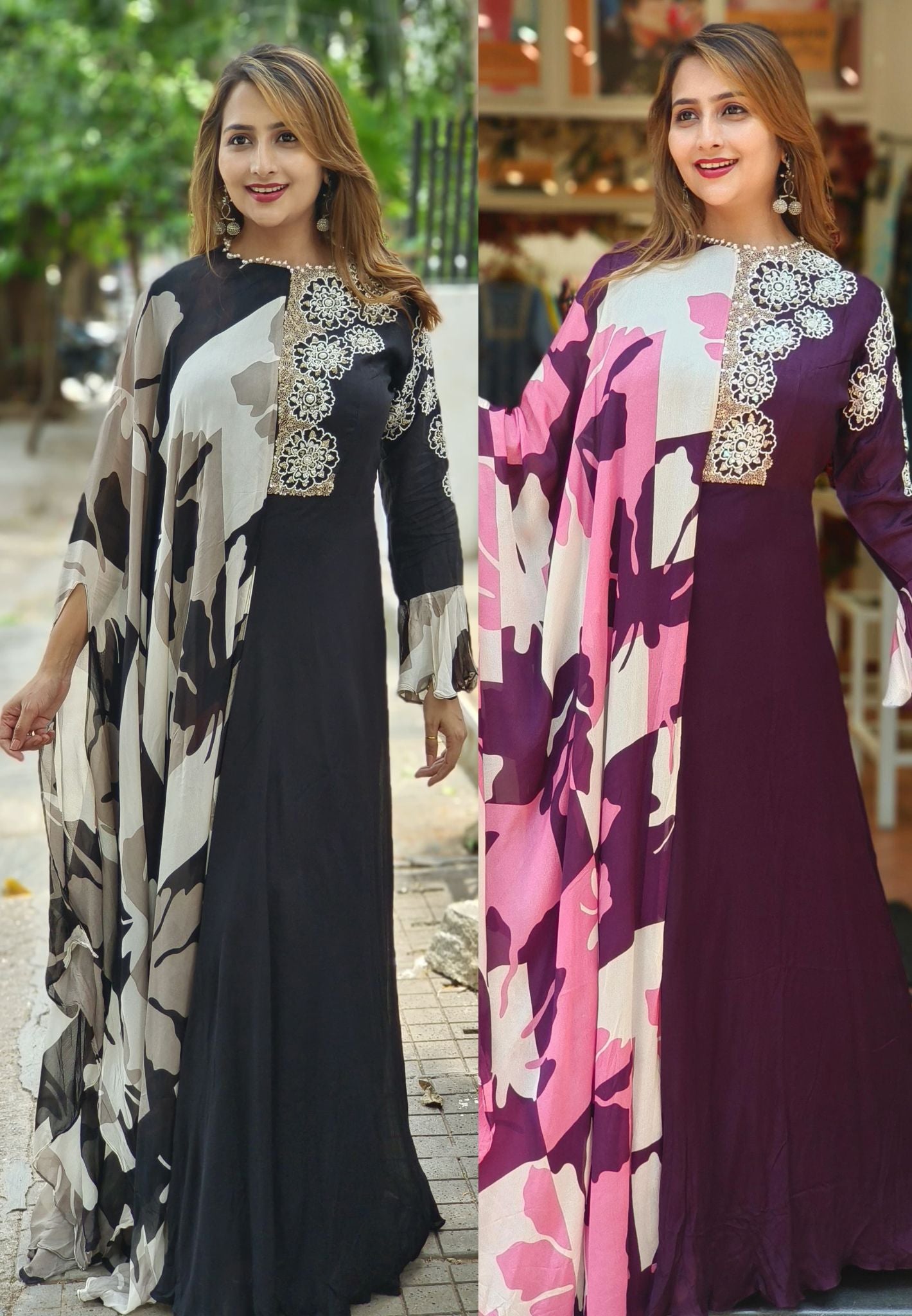 Chinnon  Sequence With Cutdana Work Gown -04985