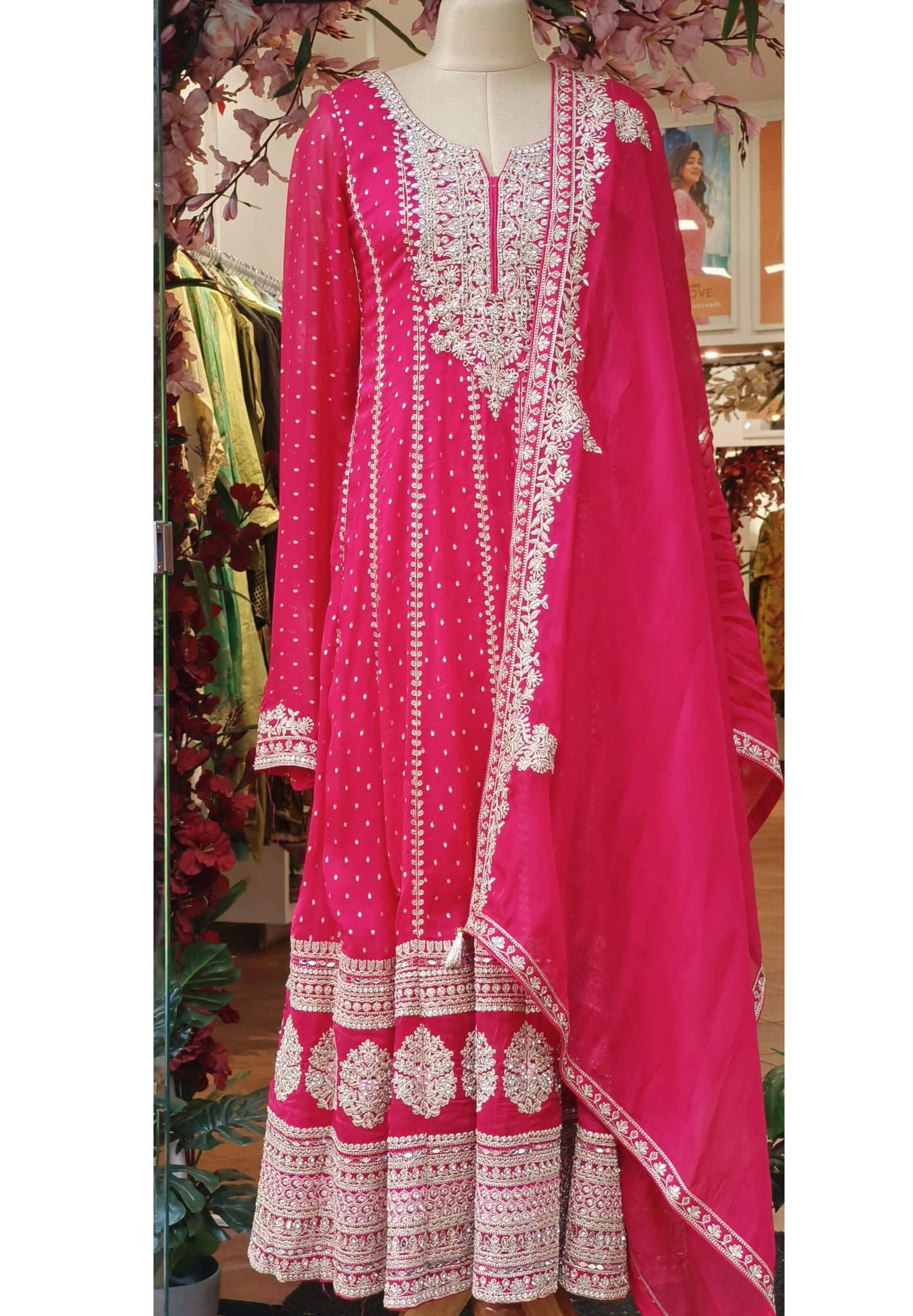 Heavy Designer organza Anarkali with Dupatta And Chudipant-06782