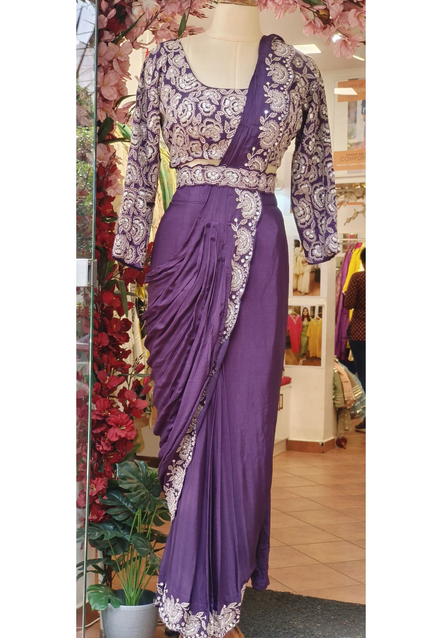 Styles Heavy Embroidery Blouse With Drape saree-