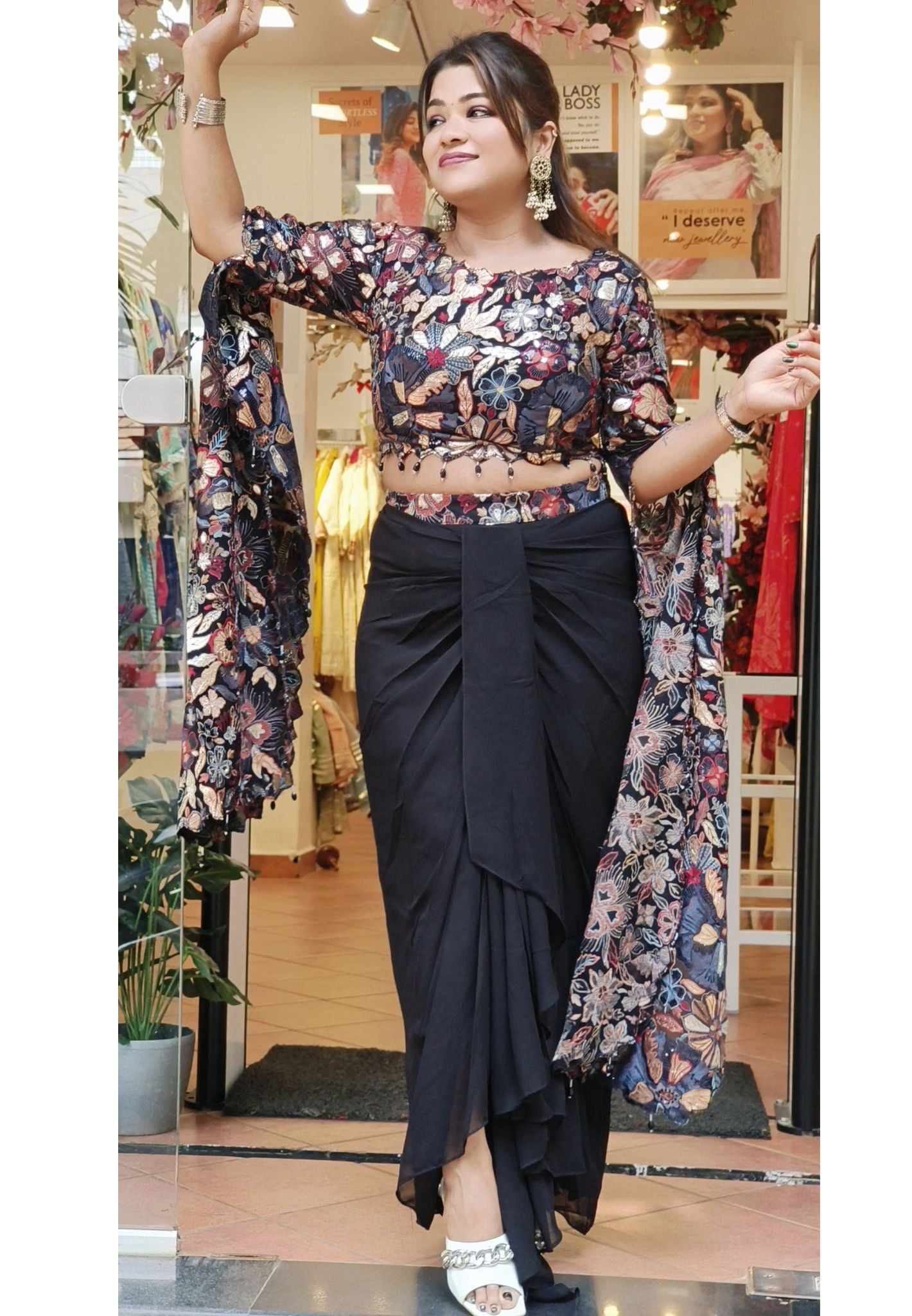 Stylish Indo western Dhoti With Top With long Sleeves-047162