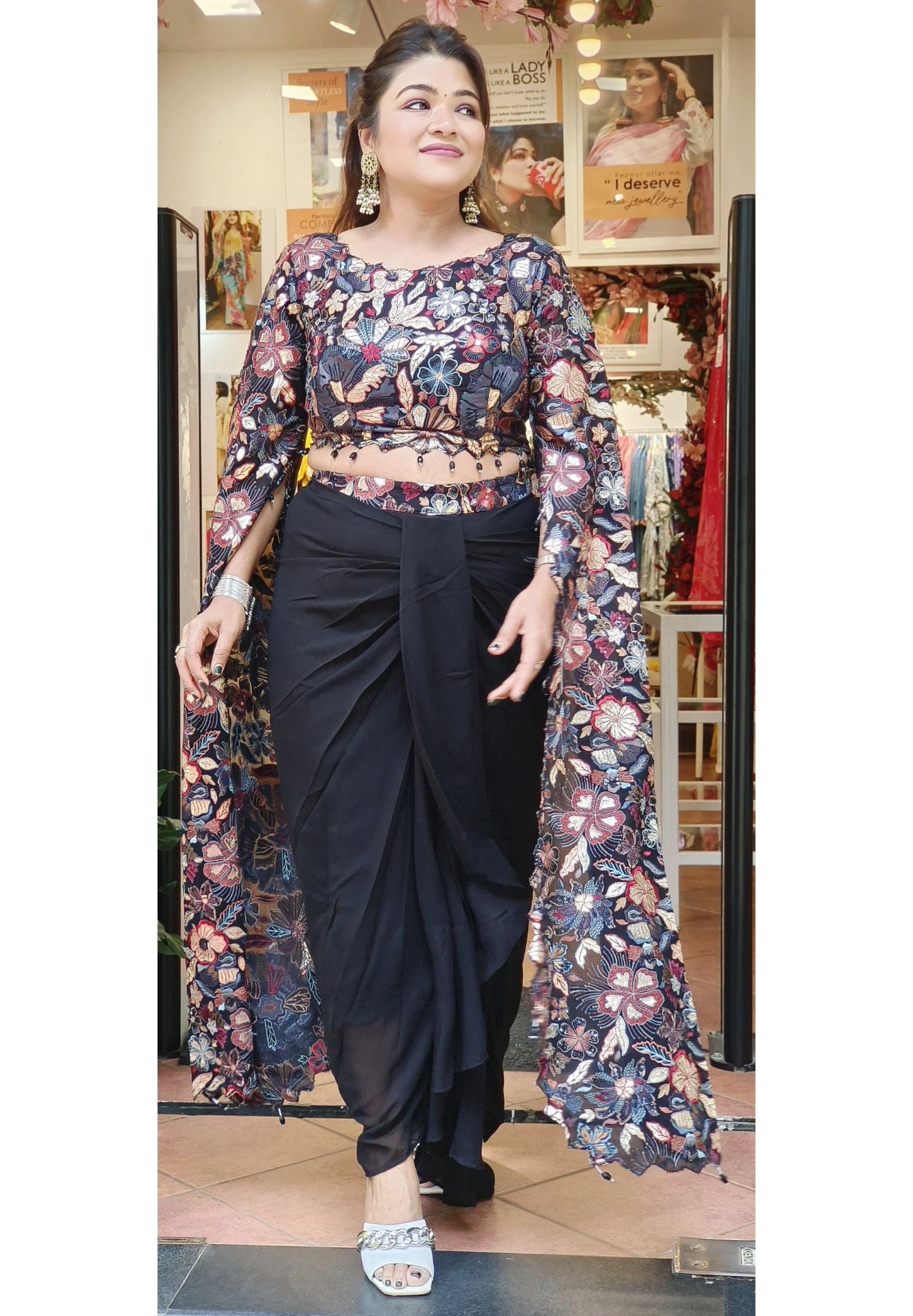 Stylish Indo western Dhoti With Top With long Sleeves-047162