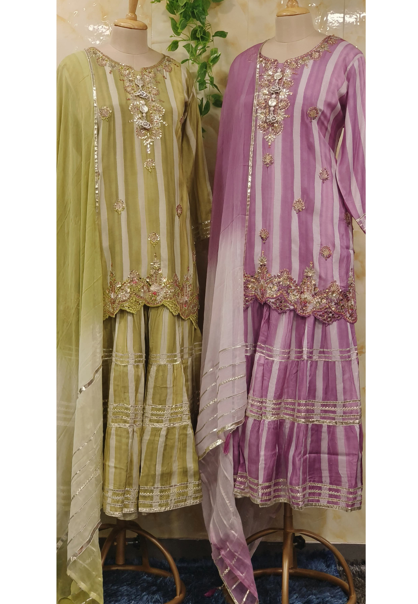 Beautiful Soft Muslin Gotta patti Work Sharara Set-07211