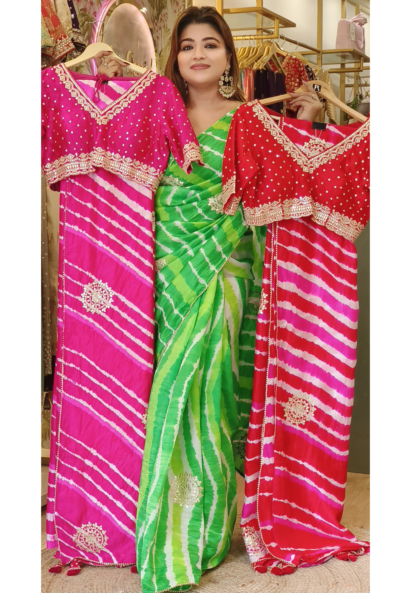 Gotta patti Beautiful Bright Dola Silk Lehriya  Sarees