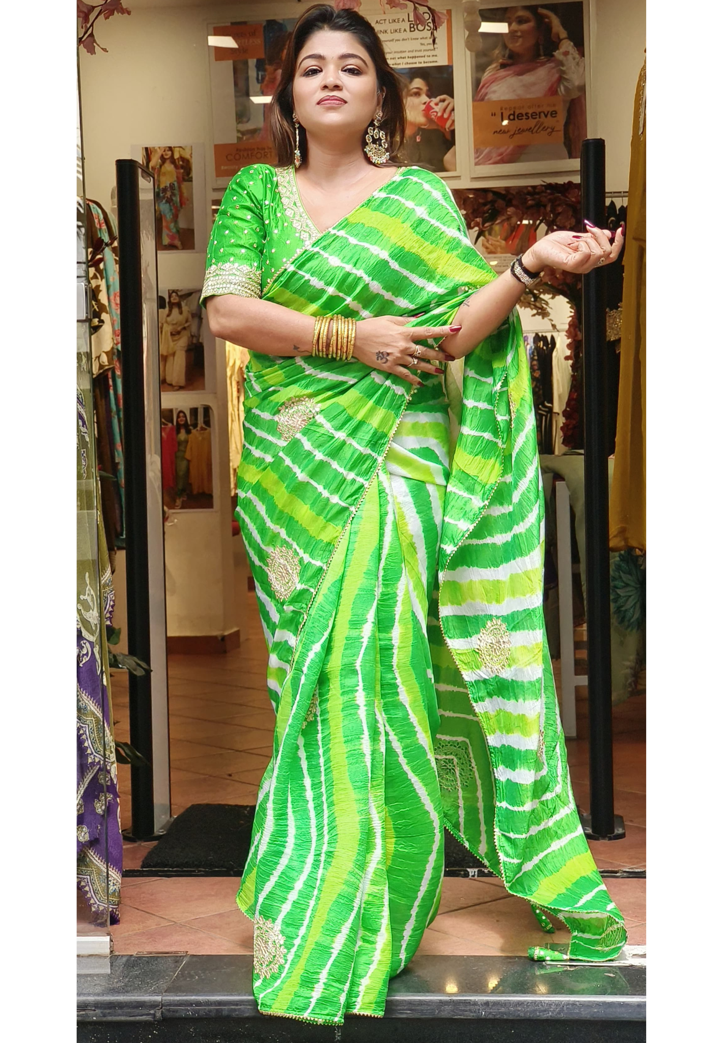 Gotta patti Beautiful Bright Dola Silk Lehriya  Sarees