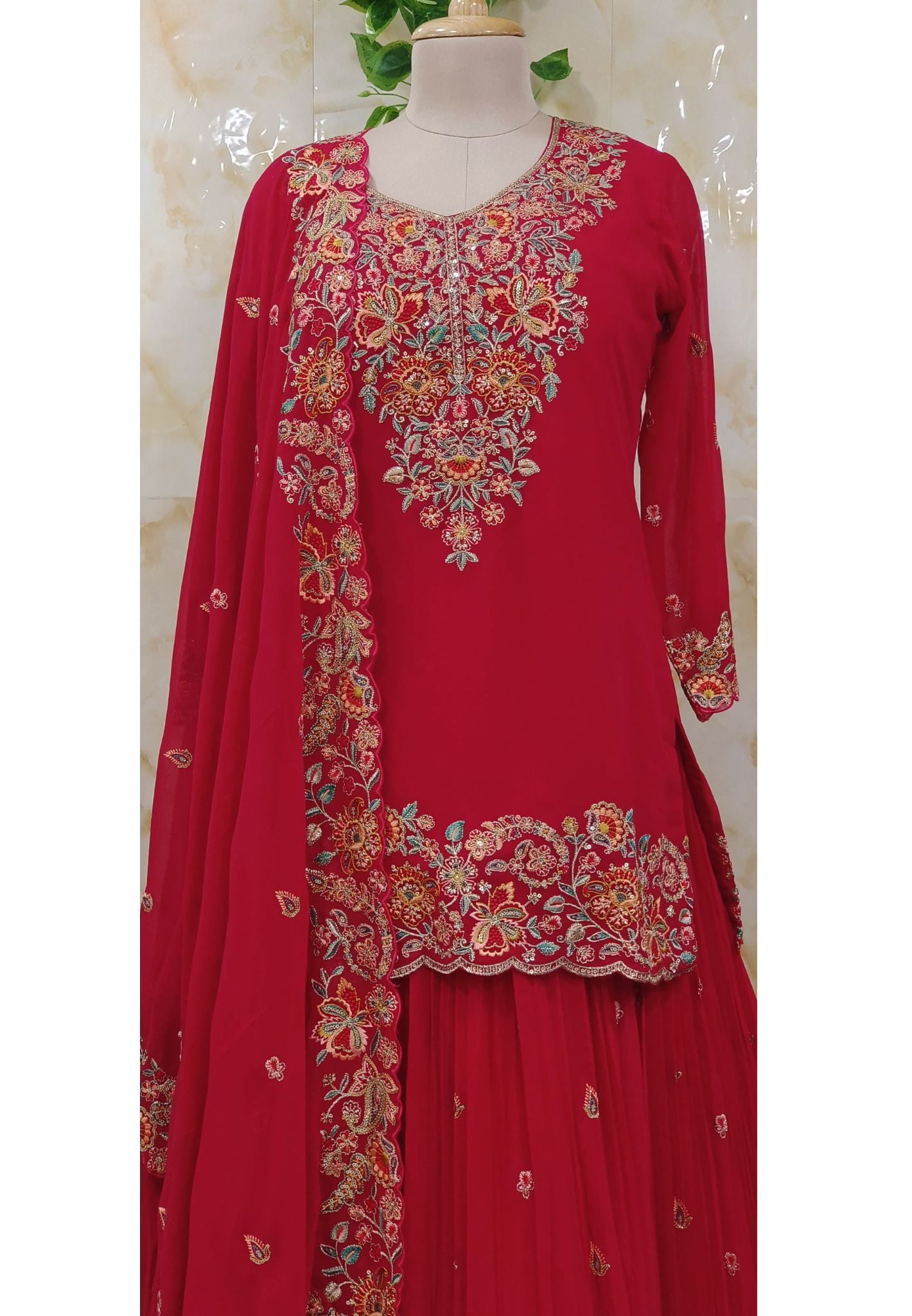 Beautiful Party Wear Dress With Crush cancan Skirt With Dupatta DRYWASH-07345