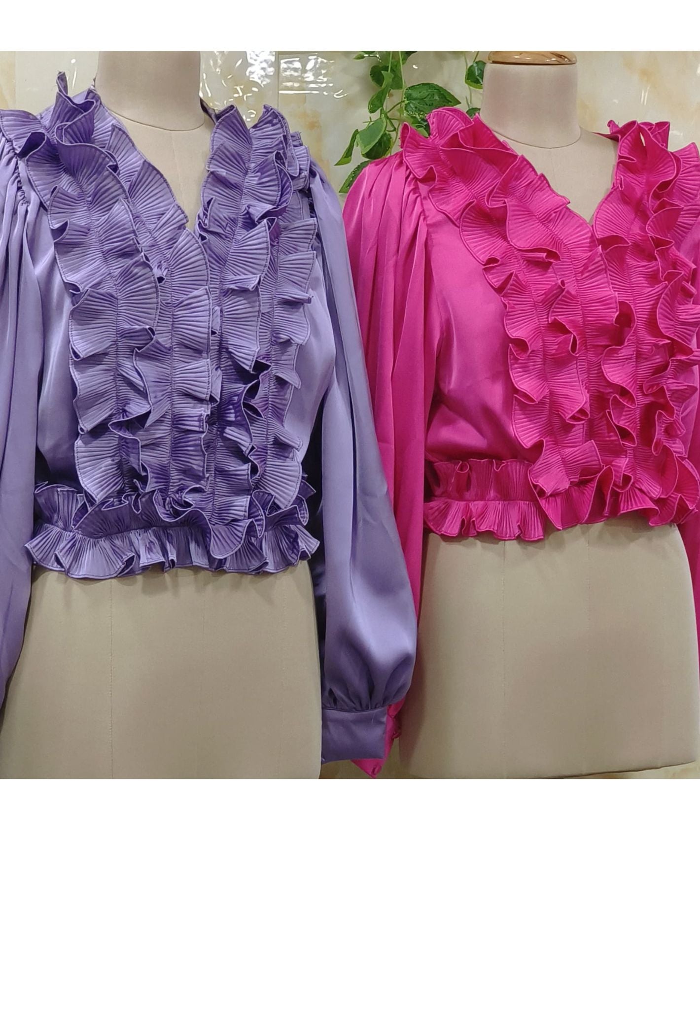 Victorian Cascade Ruffle V-Neck Top-