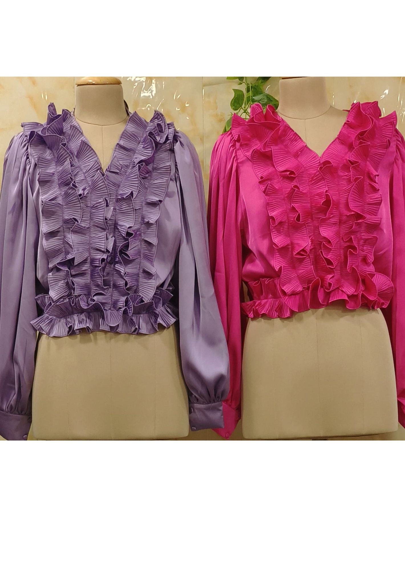 Victorian Cascade Ruffle V-Neck Top-