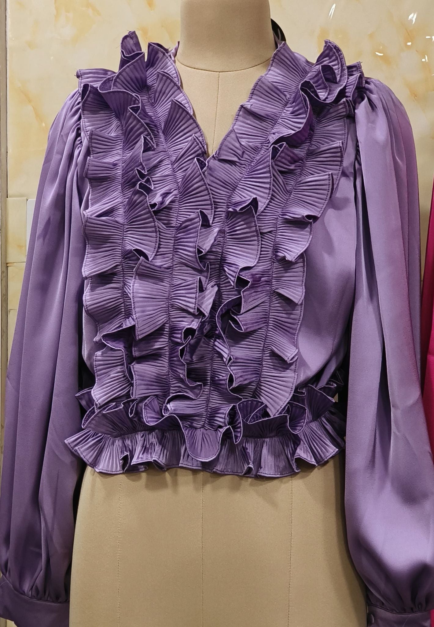 Victorian Cascade Ruffle V-Neck Top-