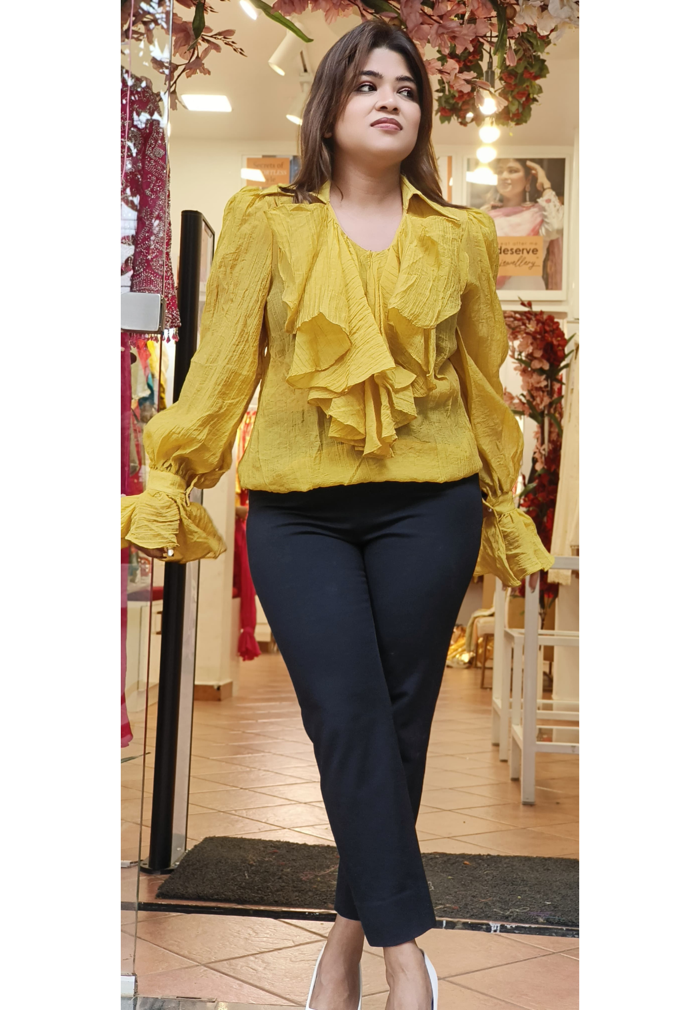 Solid shade imported fabric Stylish western Top-07505