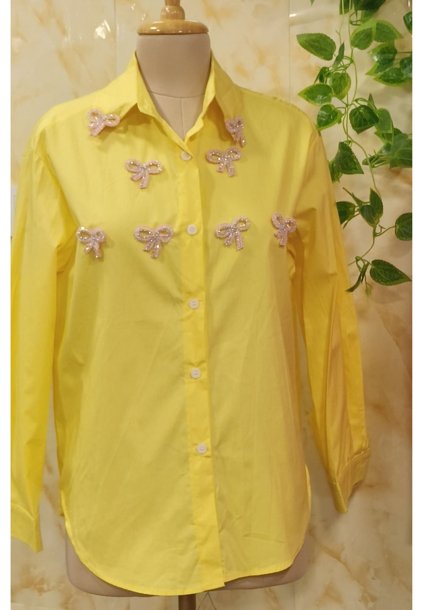 Imported Fabric Bow Embellishment Western Shirt