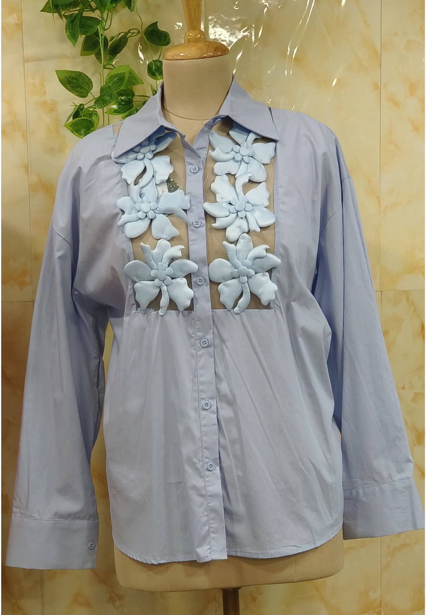 Collar Shirt Flower  Patch Western Shirt