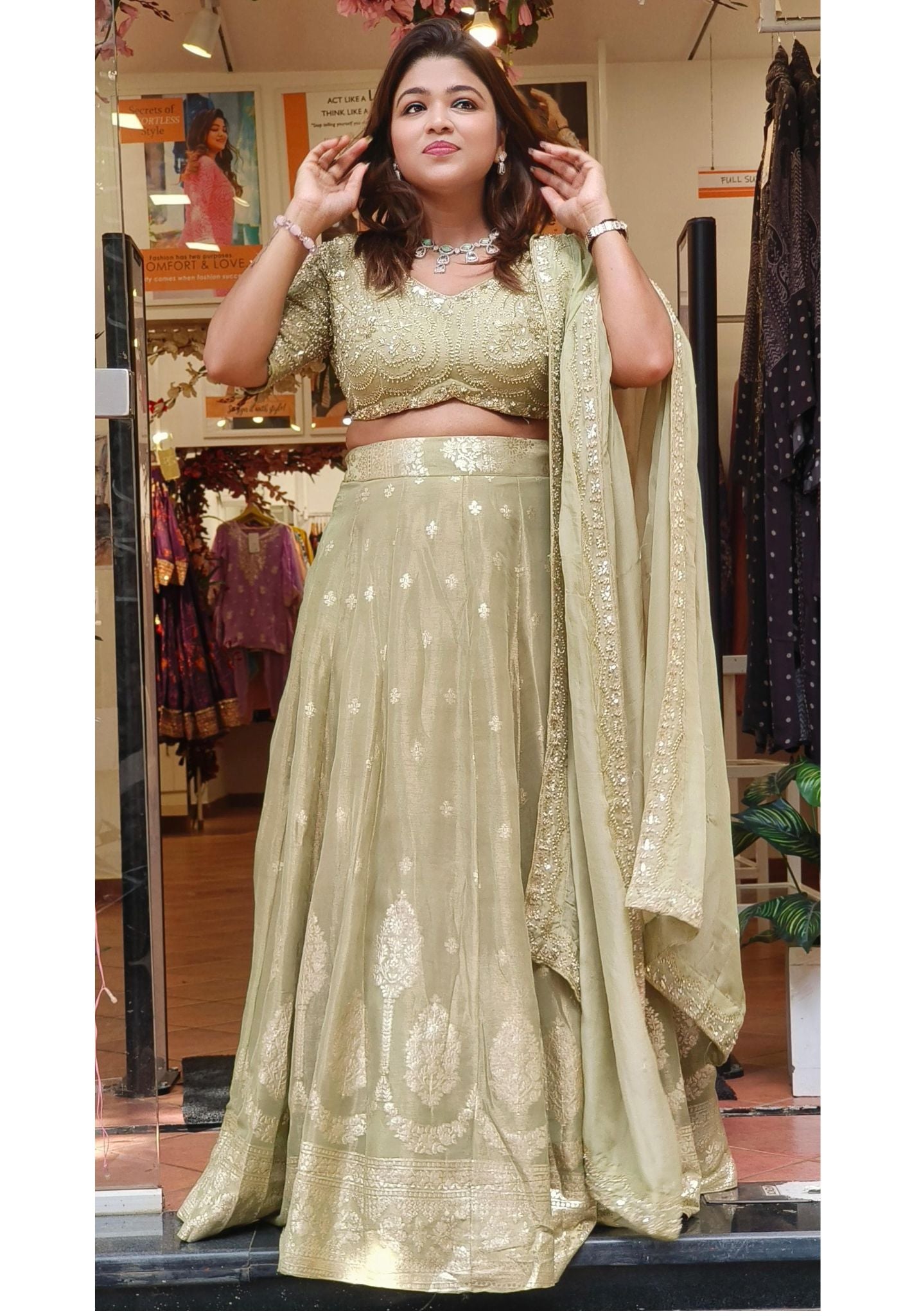 Designer Heavy Embroidery Blouse And Silk Lehenga With Heavy Border Dupatta DRY WASH-