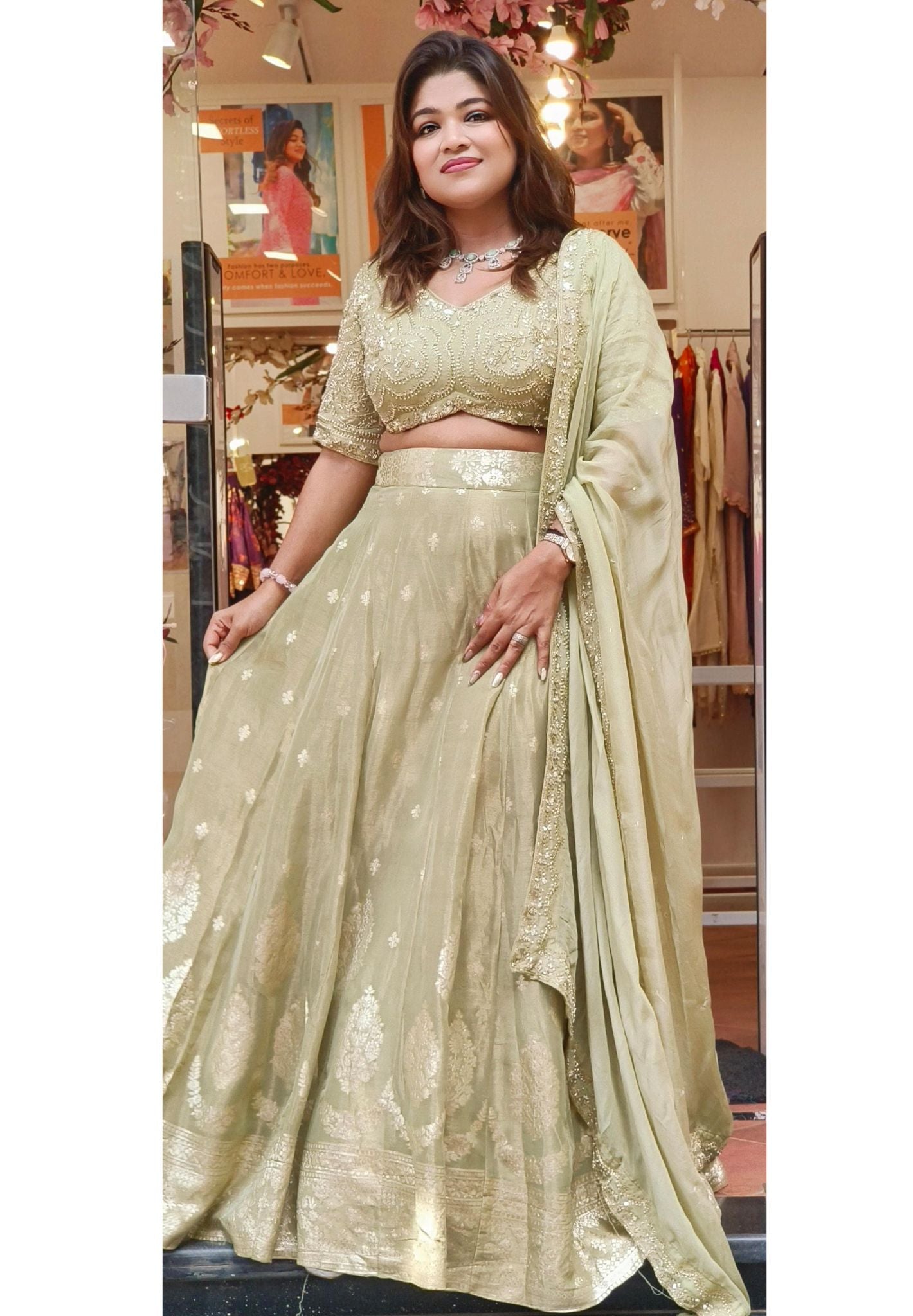 Designer Heavy Embroidery Blouse And Silk Lehenga With Heavy Border Dupatta DRY WASH-